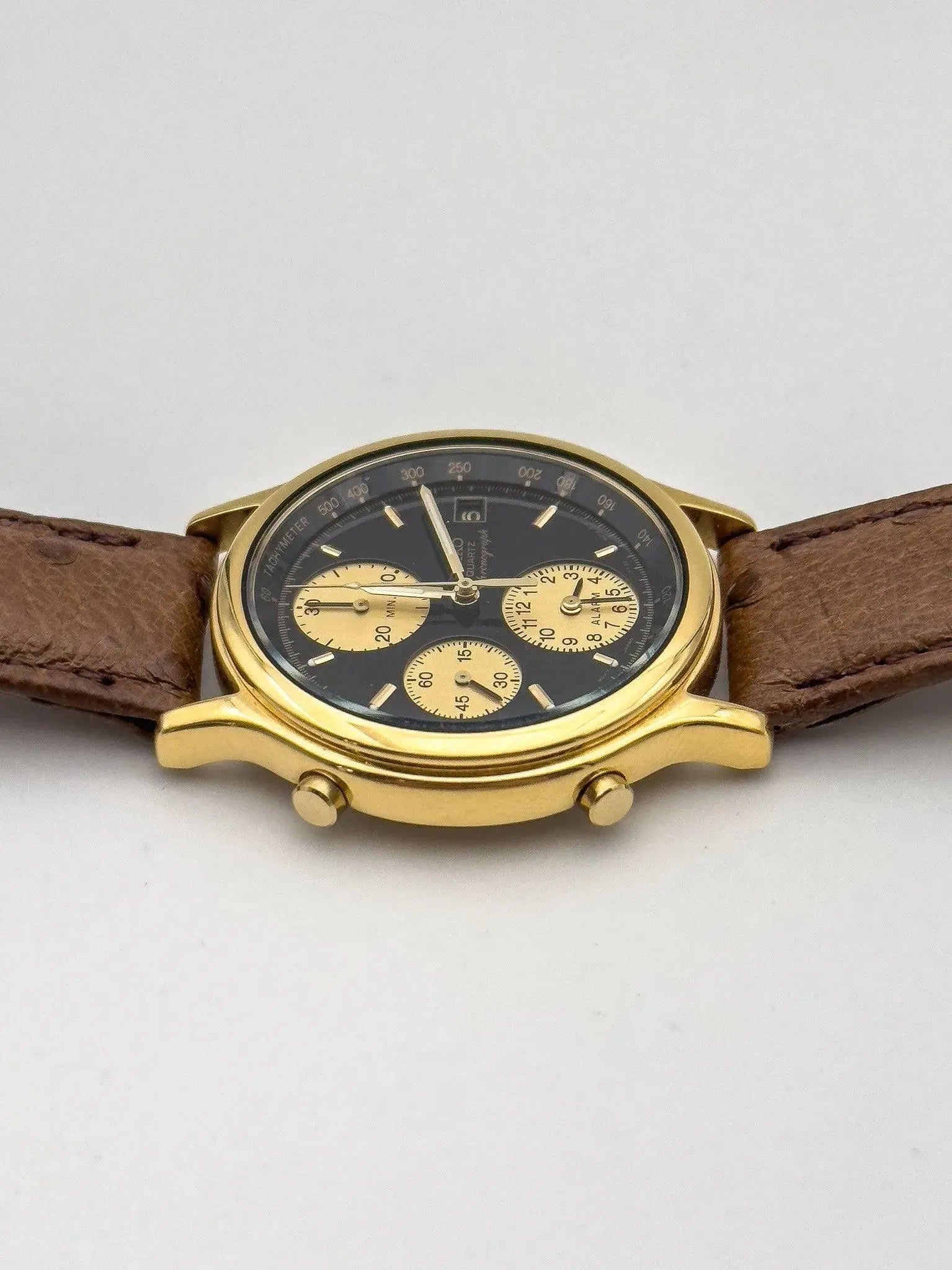 Seiko - Gold Black Chrono Alarm - 1992 - Atelier Victor - Vintage Shop