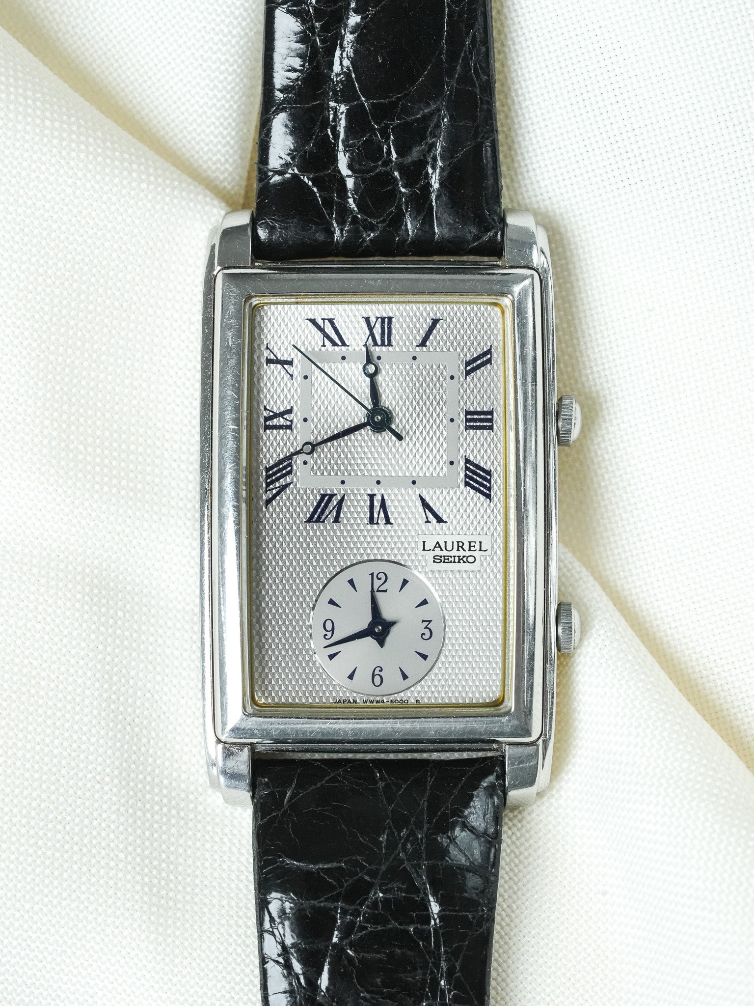 Seiko - Laurel Tank "cassa a gradini" Acciaio Due movimenti - 1996