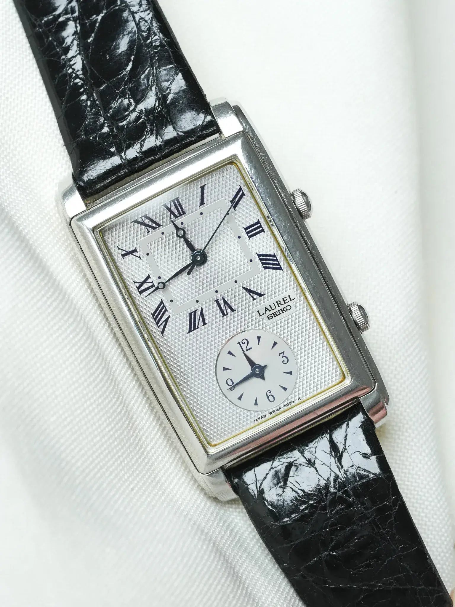 Seiko - Laurel Tank "stepped case" Acier Deux mouvements - 1996