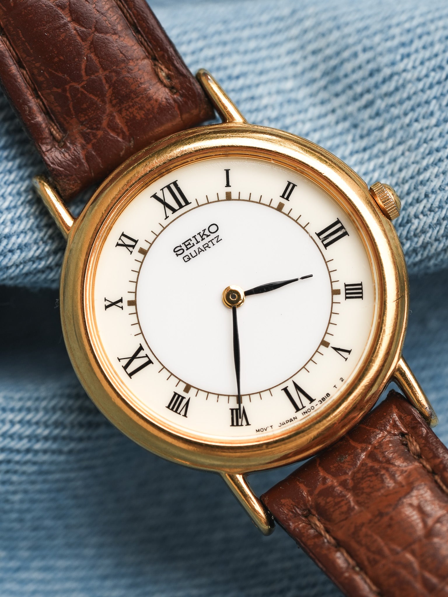 Seiko - Mini Dress Watch Creme Blanc Romain - 1995 - Atelier Victor - Vintage Shop