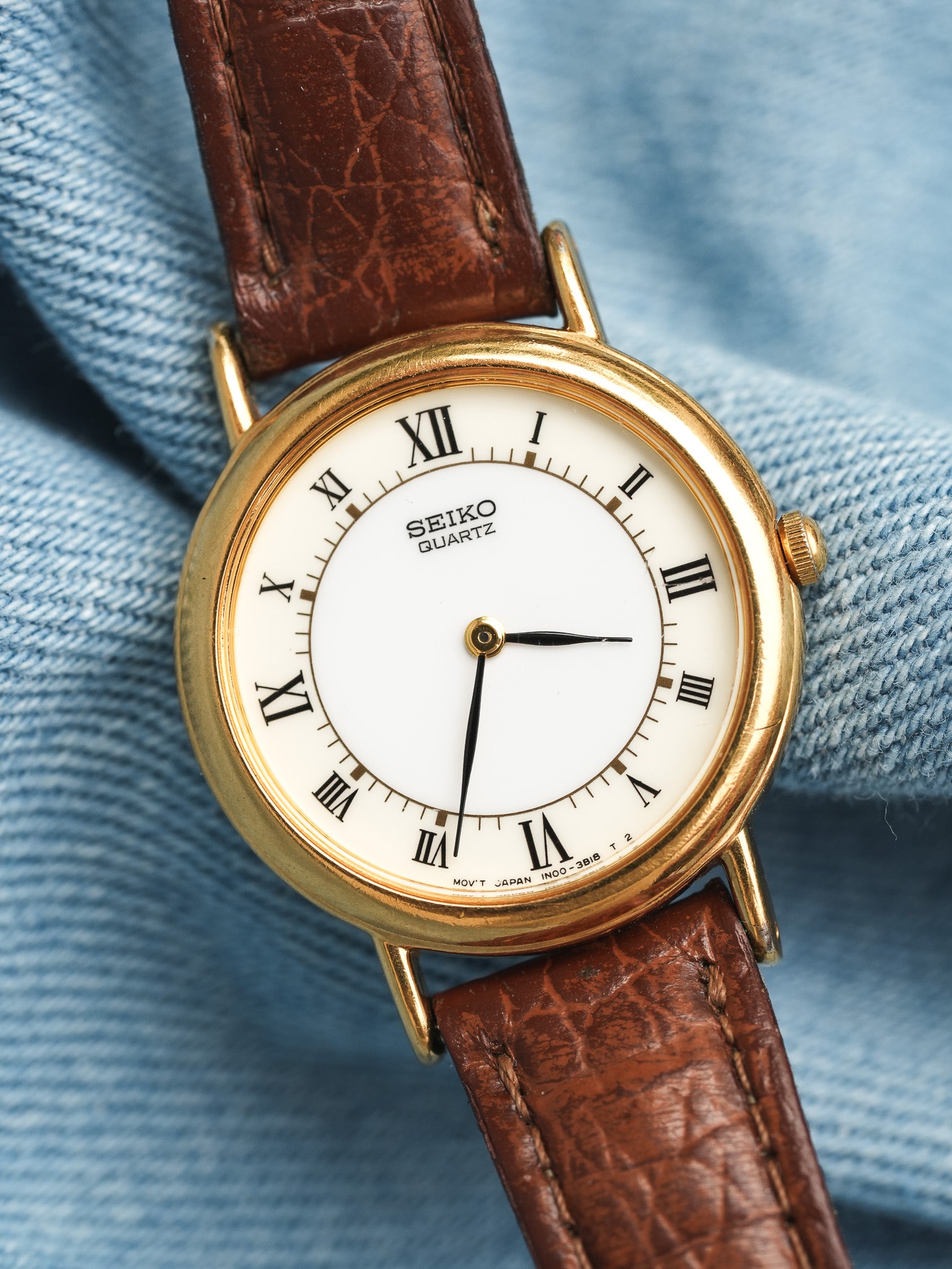 Seiko - Mini Dress Watch Creme Blanc Romain - 1995 - Atelier Victor - Vintage Shop