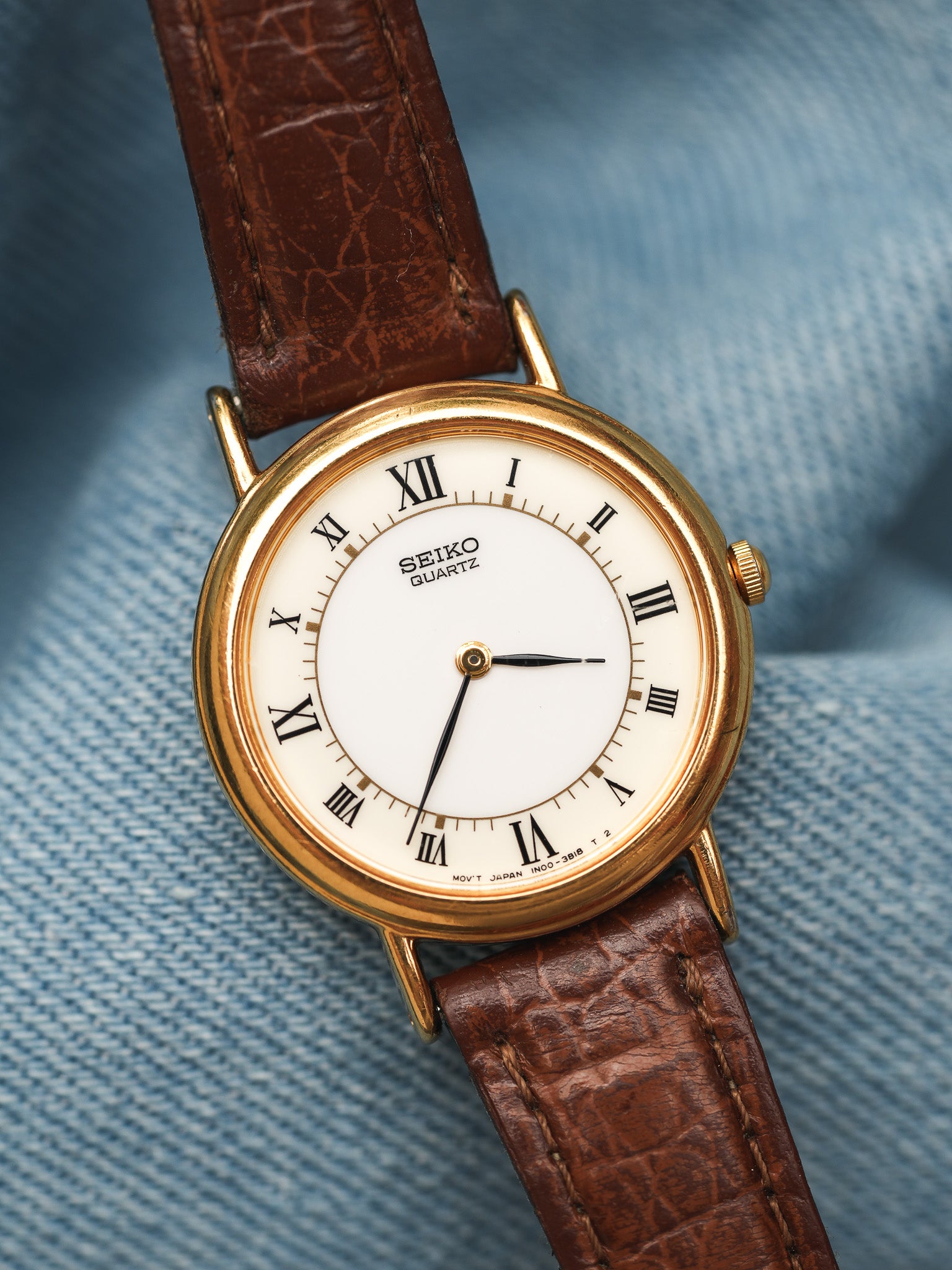 Seiko - Mini Dress Watch Creme Blanc Romain - 1995 - Atelier Victor - Vintage Shop
