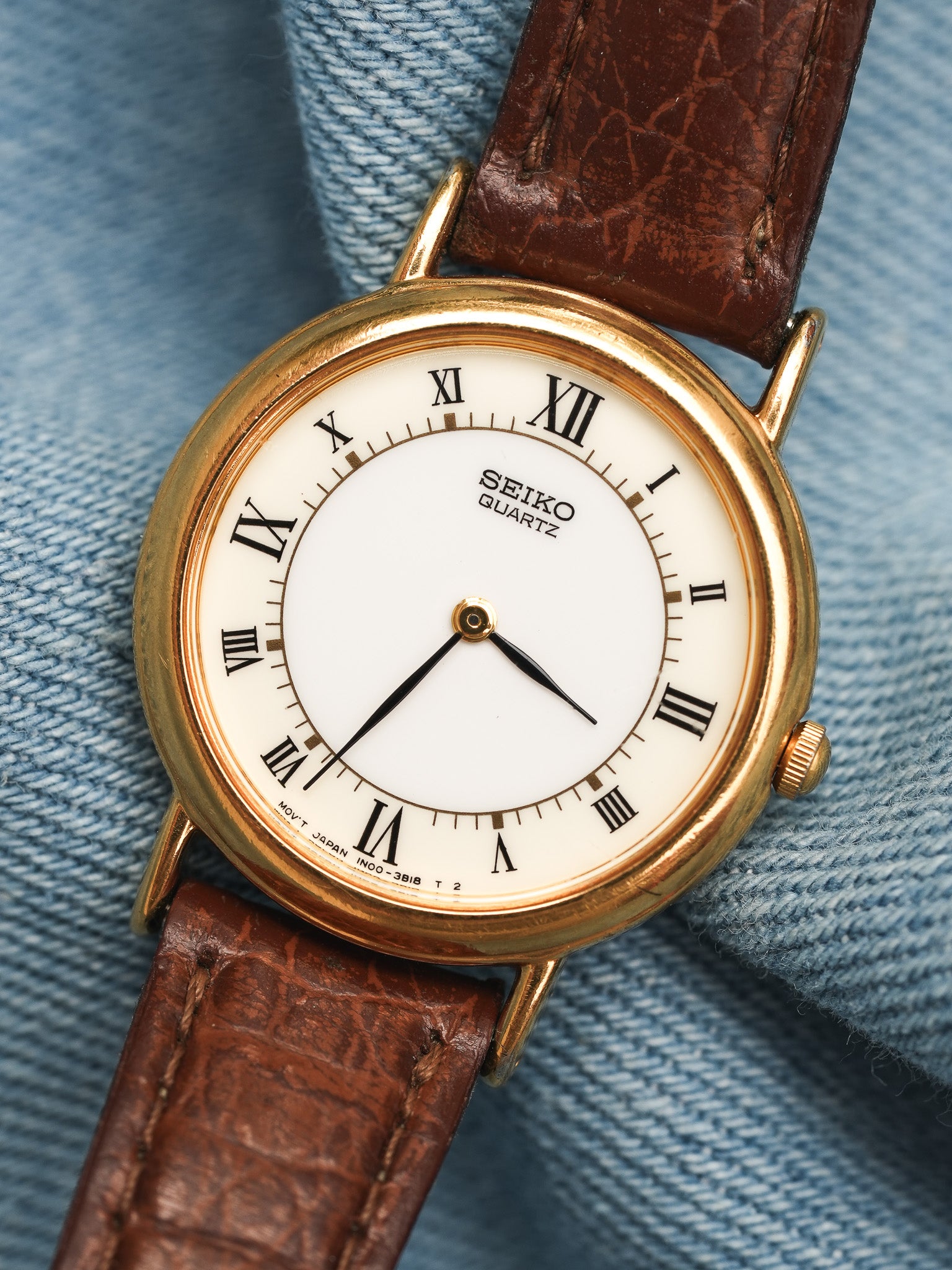 Seiko - Mini Dress Watch Creme Blanc Romain - 1995 - Atelier Victor - Vintage Shop