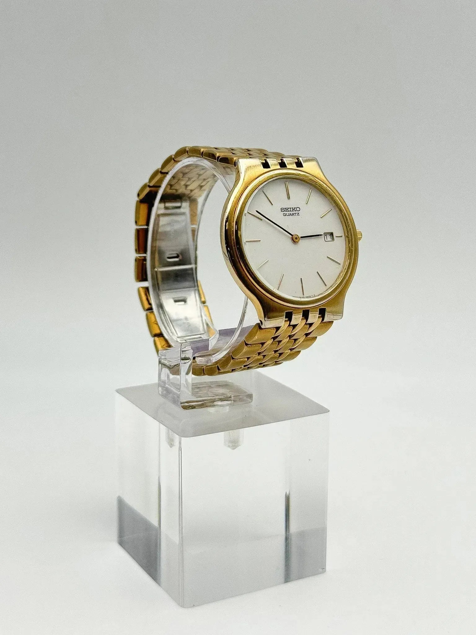 Seiko - Minimaliste Blanc Or Date - 1990s - Atelier Victor