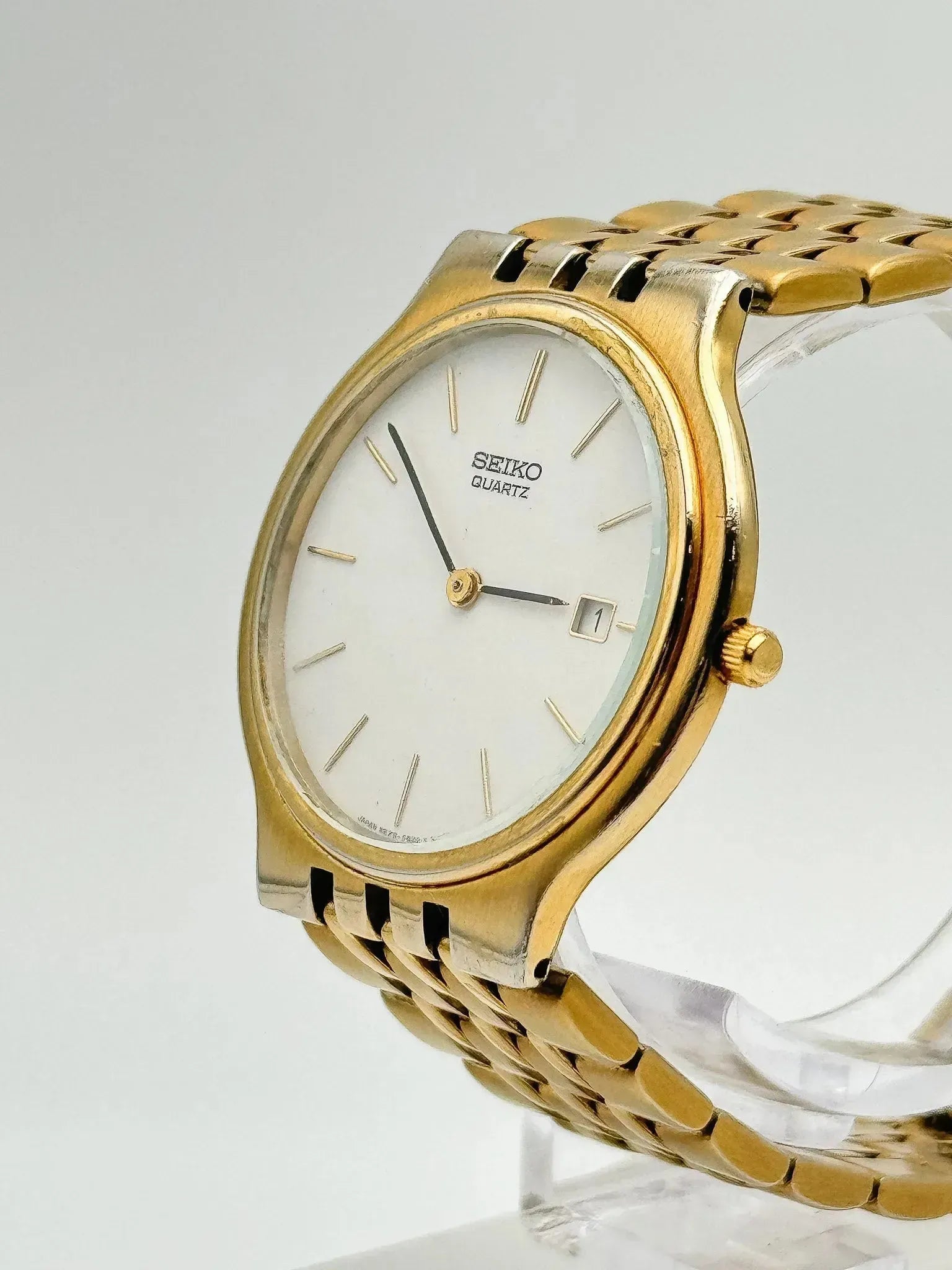 Seiko - Minimaliste Blanc Or Date - 1990s - Atelier Victor