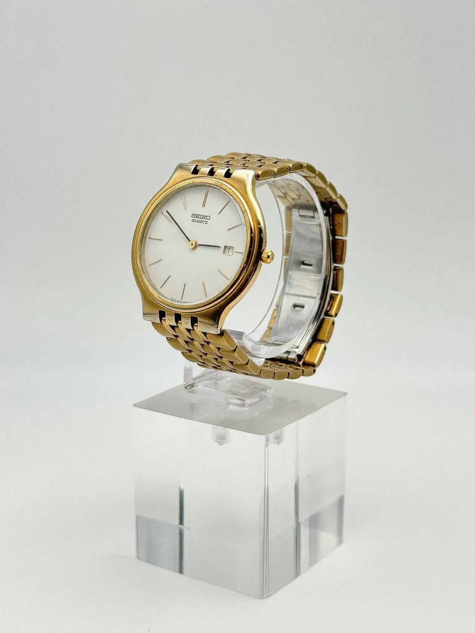 Seiko - Minimaliste Blanc Or Date - 1990s - Atelier Victor