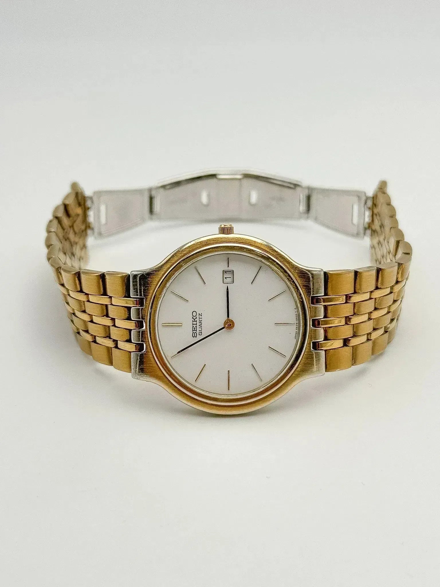 Seiko - Minimaliste Blanc Or Date - 1990s - Atelier Victor