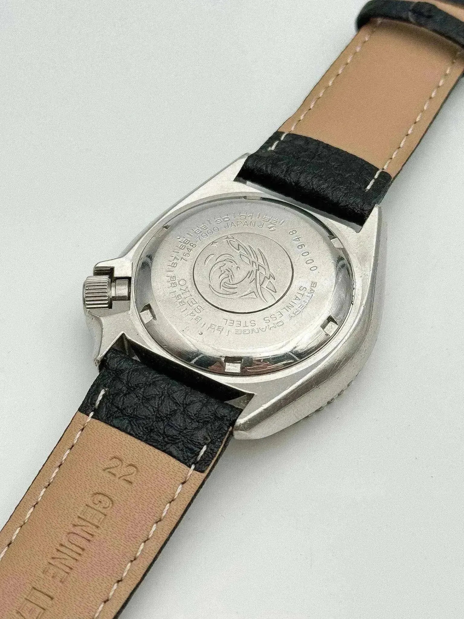 Seiko - Plongeuse Noir lunette bleu Kanji - 1980 - Atelier Victor