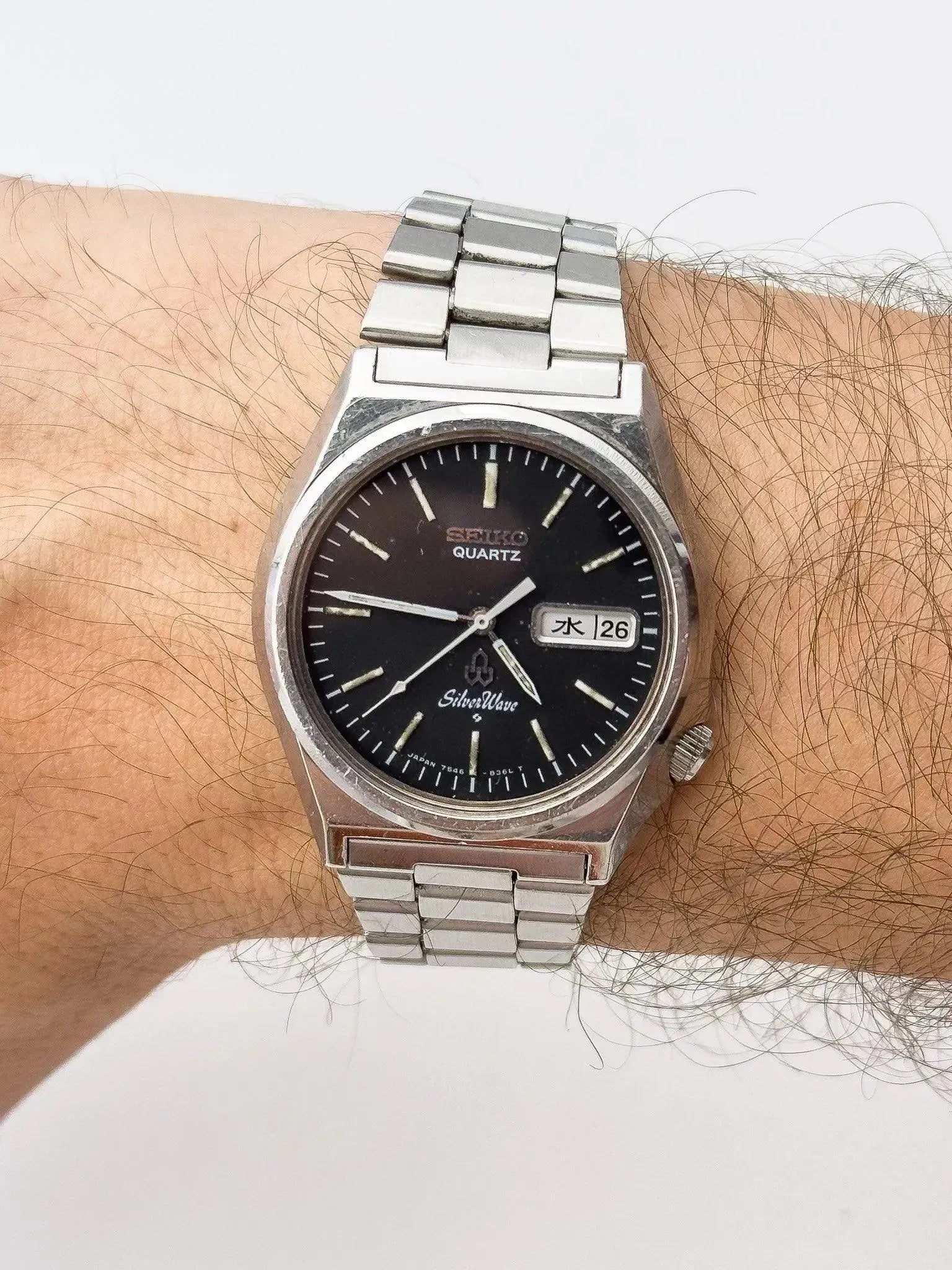 【電池交換済み】美品 SEIKO SilverWave DAYDATE 人気 Seiko - Silverwave Black Daydate - Box - 1979