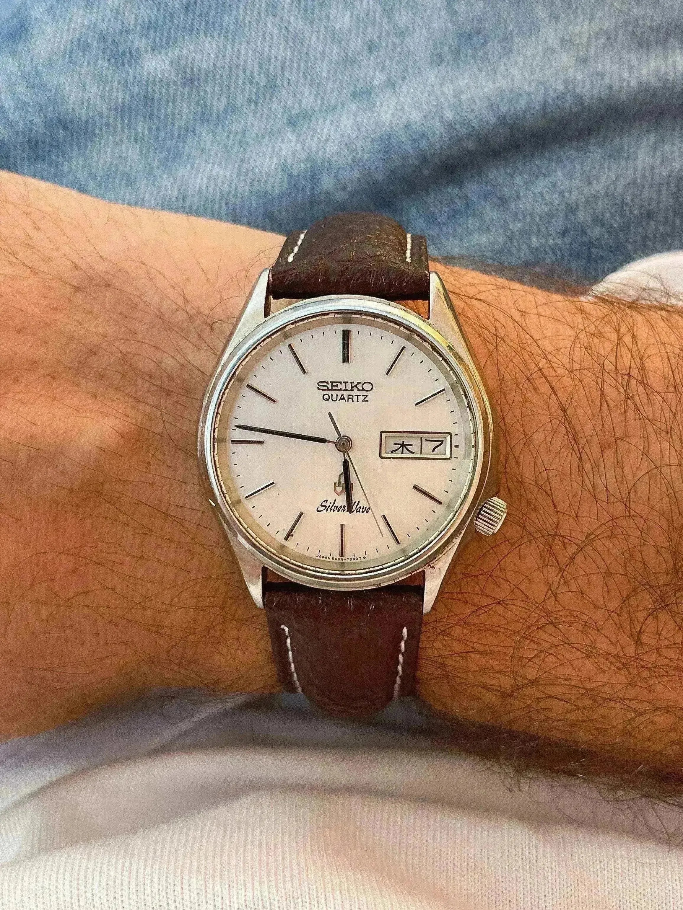Seiko - SilverWave Daydate acier ronde - 1980 - Atelier Victor