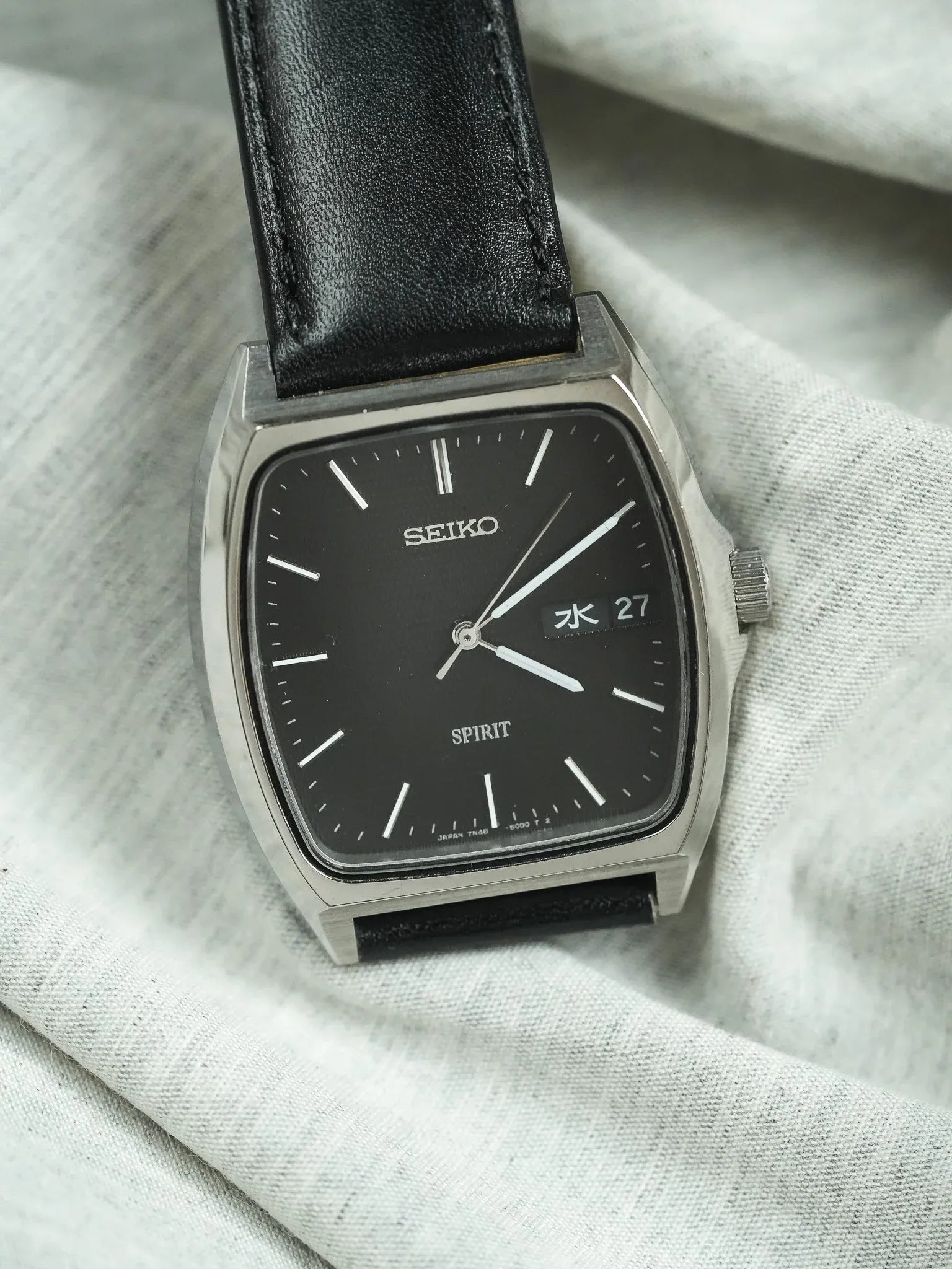 Seiko - Spirit Tonneau Daydate Kanji Acier Guilloché Noir - 1993 - Atelier Victor