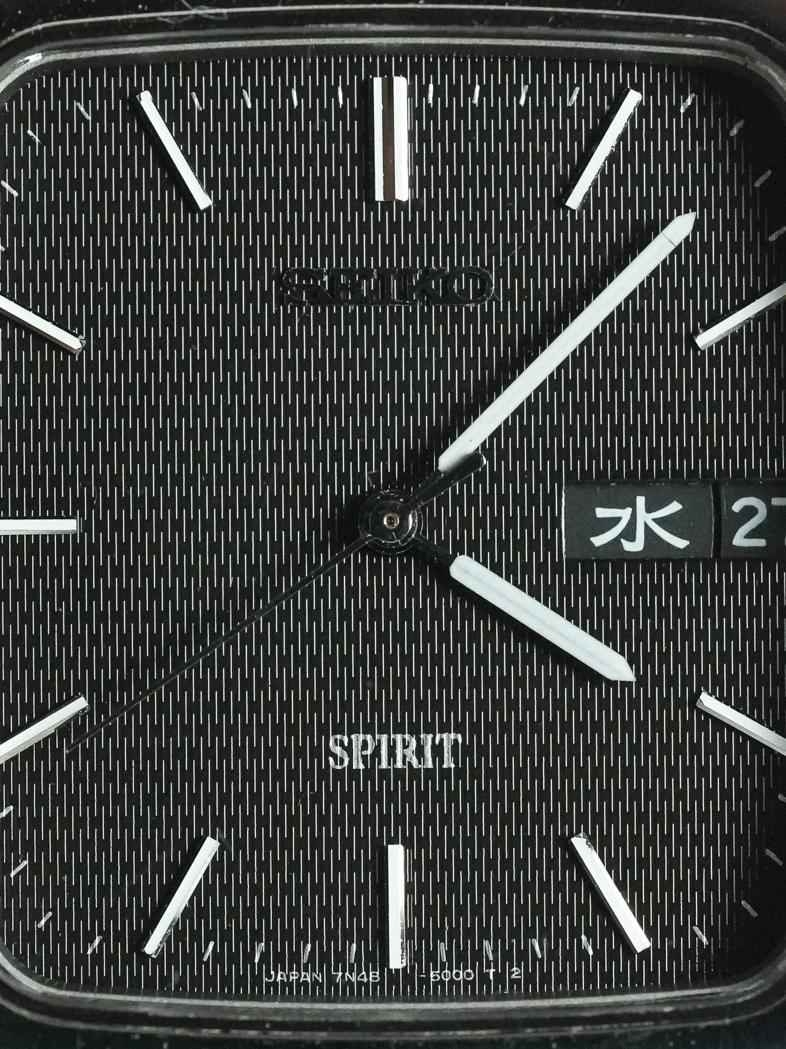Seiko - Spirit Tonneau Daydate Kanji Acier Guilloché Noir - 1993 - Atelier Victor