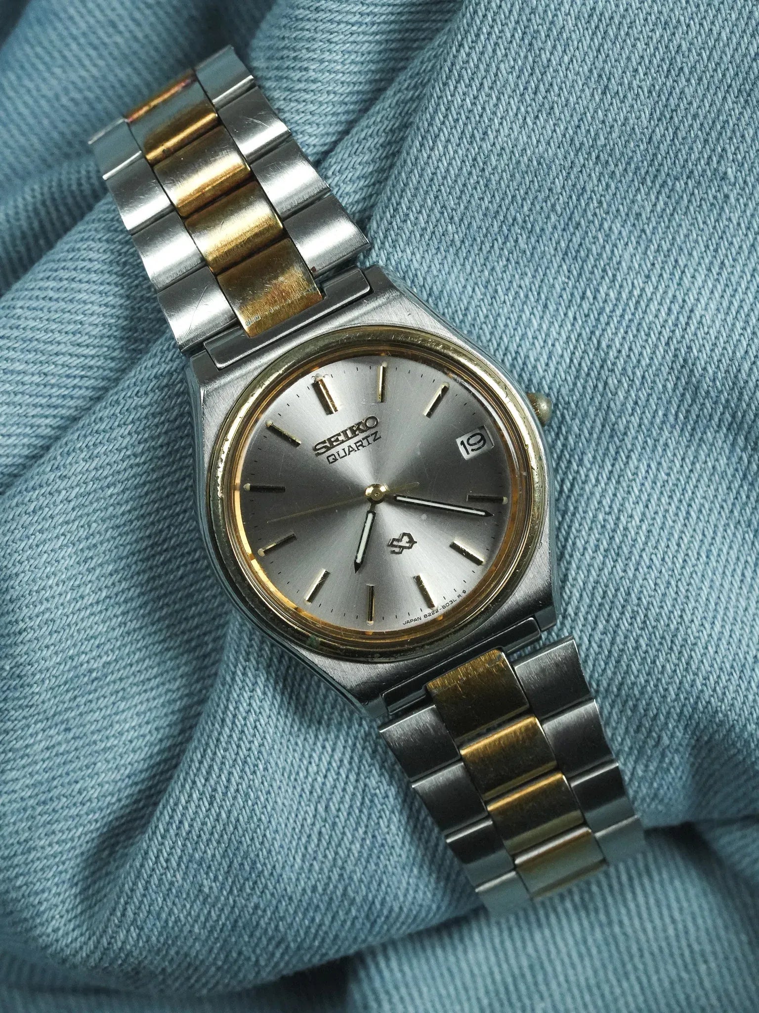 Seiko - SQ Acier Or Date Cadran argent - 1982 - Atelier Victor - Vintage Shop