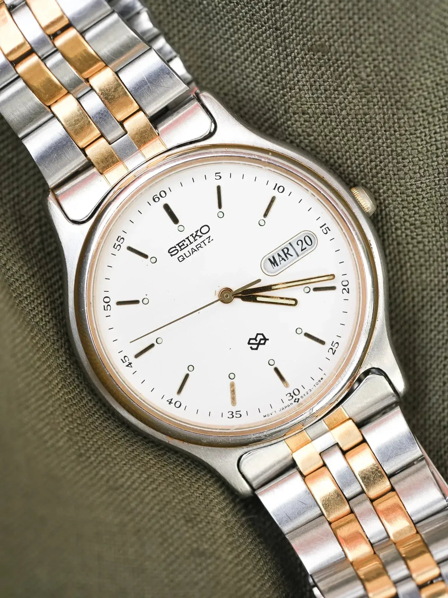 Seiko - SQ Daydate Acier Or Francais Anglais Blanc - 1991 - Atelier Victor
