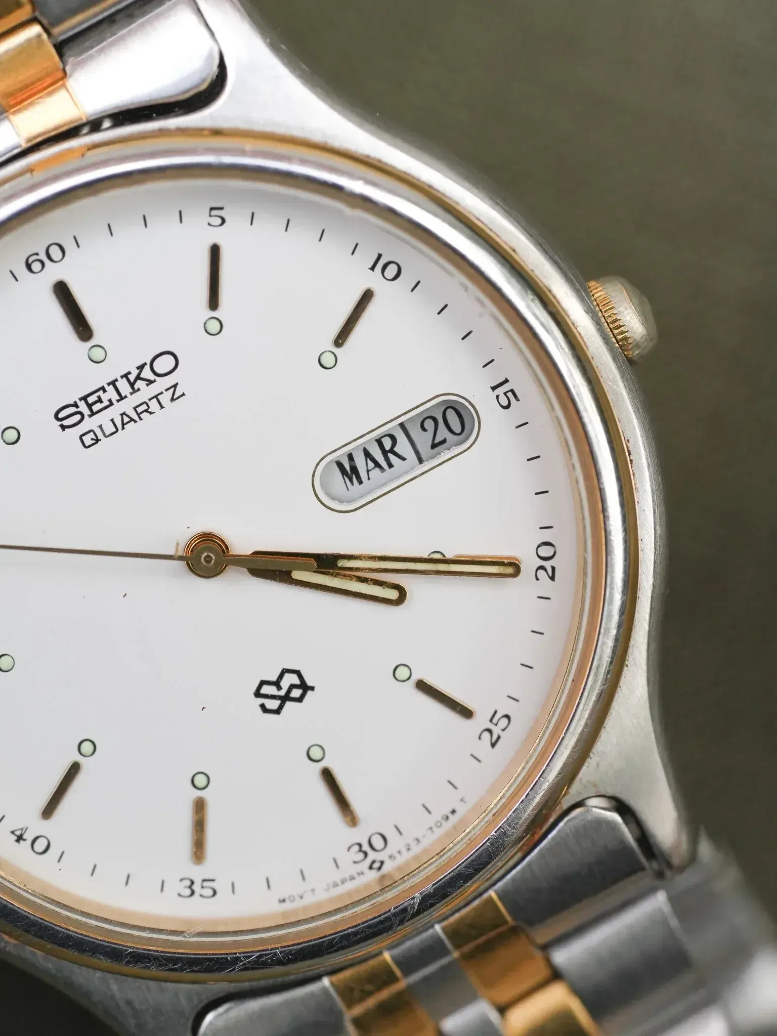 Seiko - SQ Daydate Acier Or Francais Anglais Blanc - 1991 - Atelier Victor