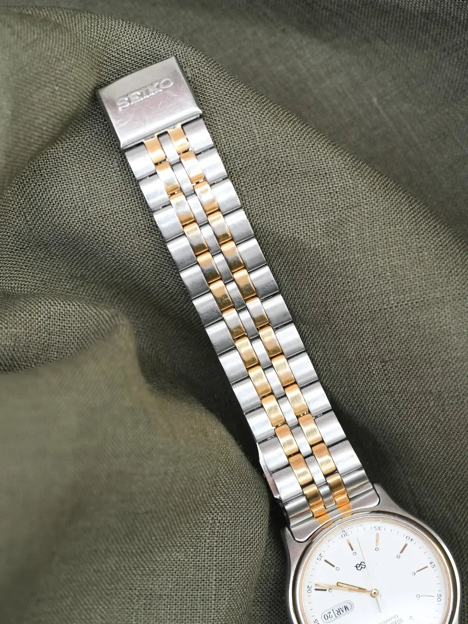 Seiko - SQ Daydate Acier Or Francais Anglais Blanc - 1991 - Atelier Victor