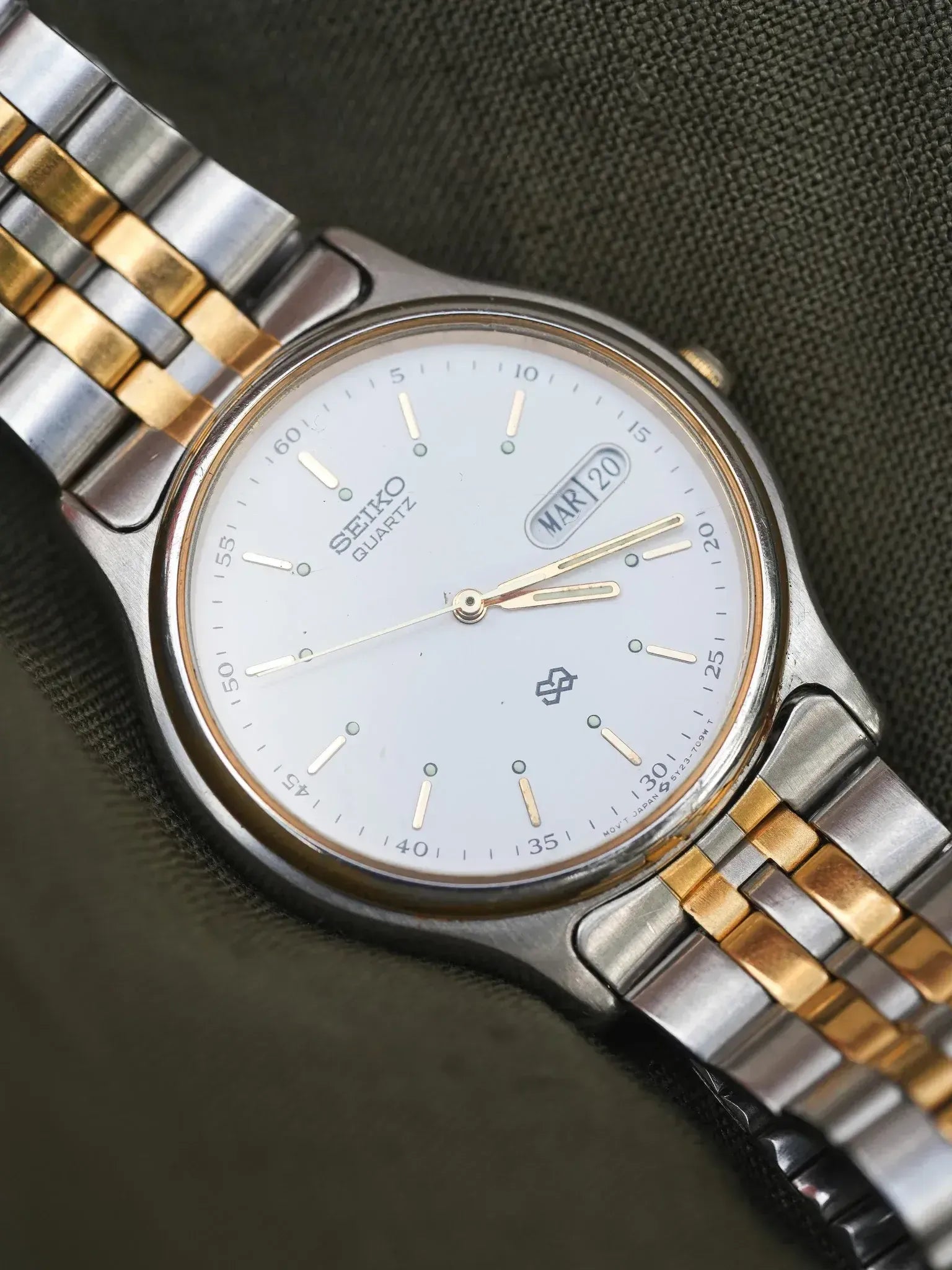 Seiko - SQ Daydate Acier Or Francais Anglais Blanc - 1991 - Atelier Victor