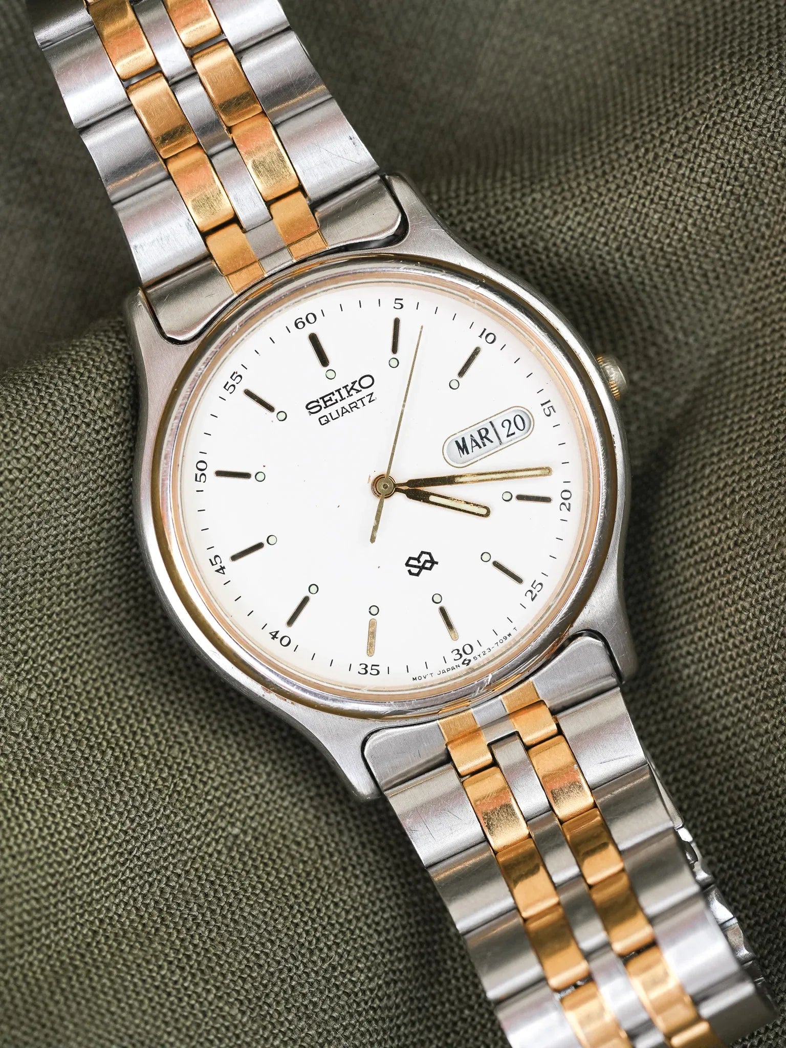 Seiko - SQ Daydate Acier Or Francais Anglais Blanc - 1991 - Atelier Victor