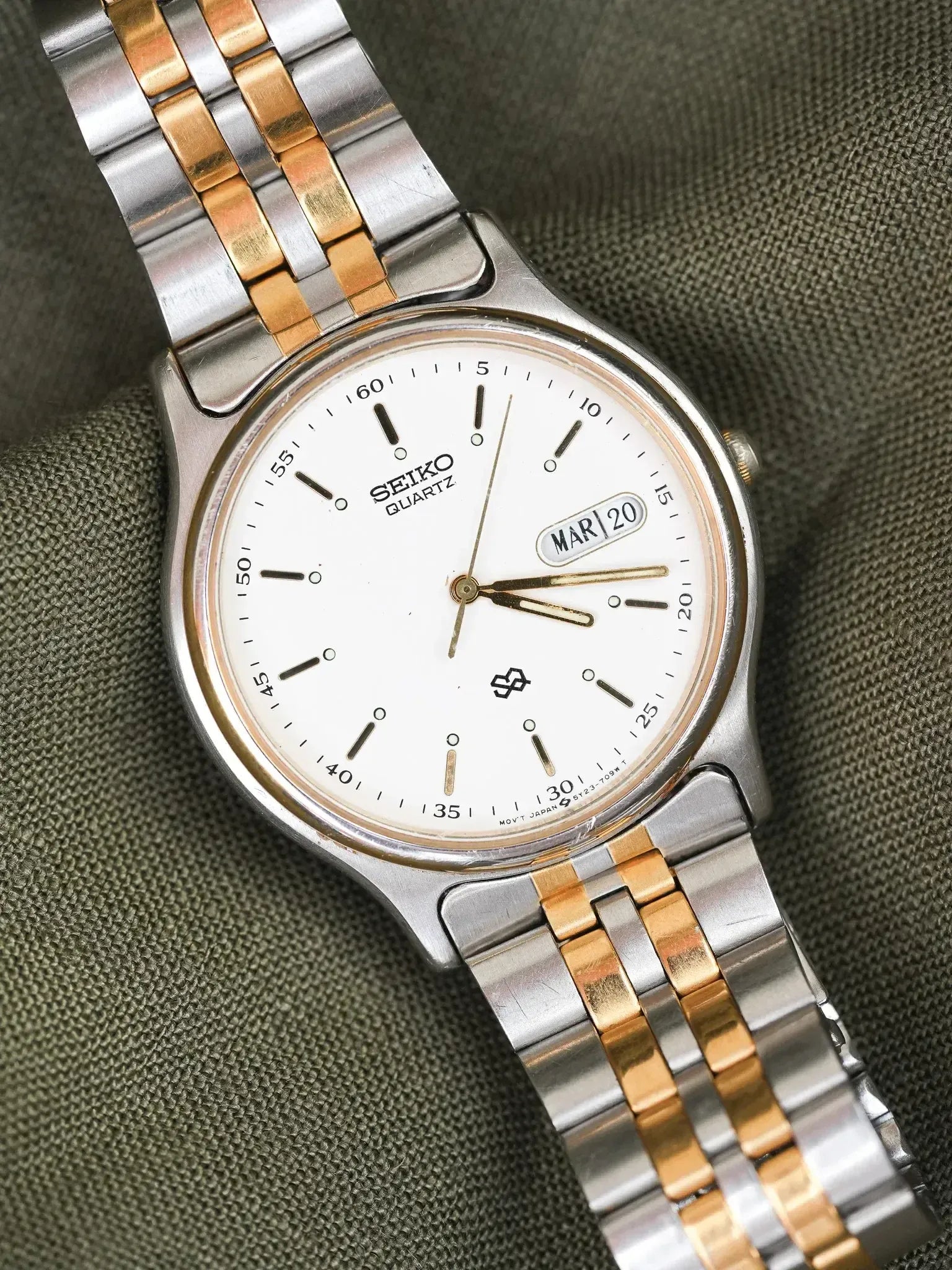 Seiko - SQ Daydate Acier Or Francais Anglais Blanc - 1991 - Atelier Victor