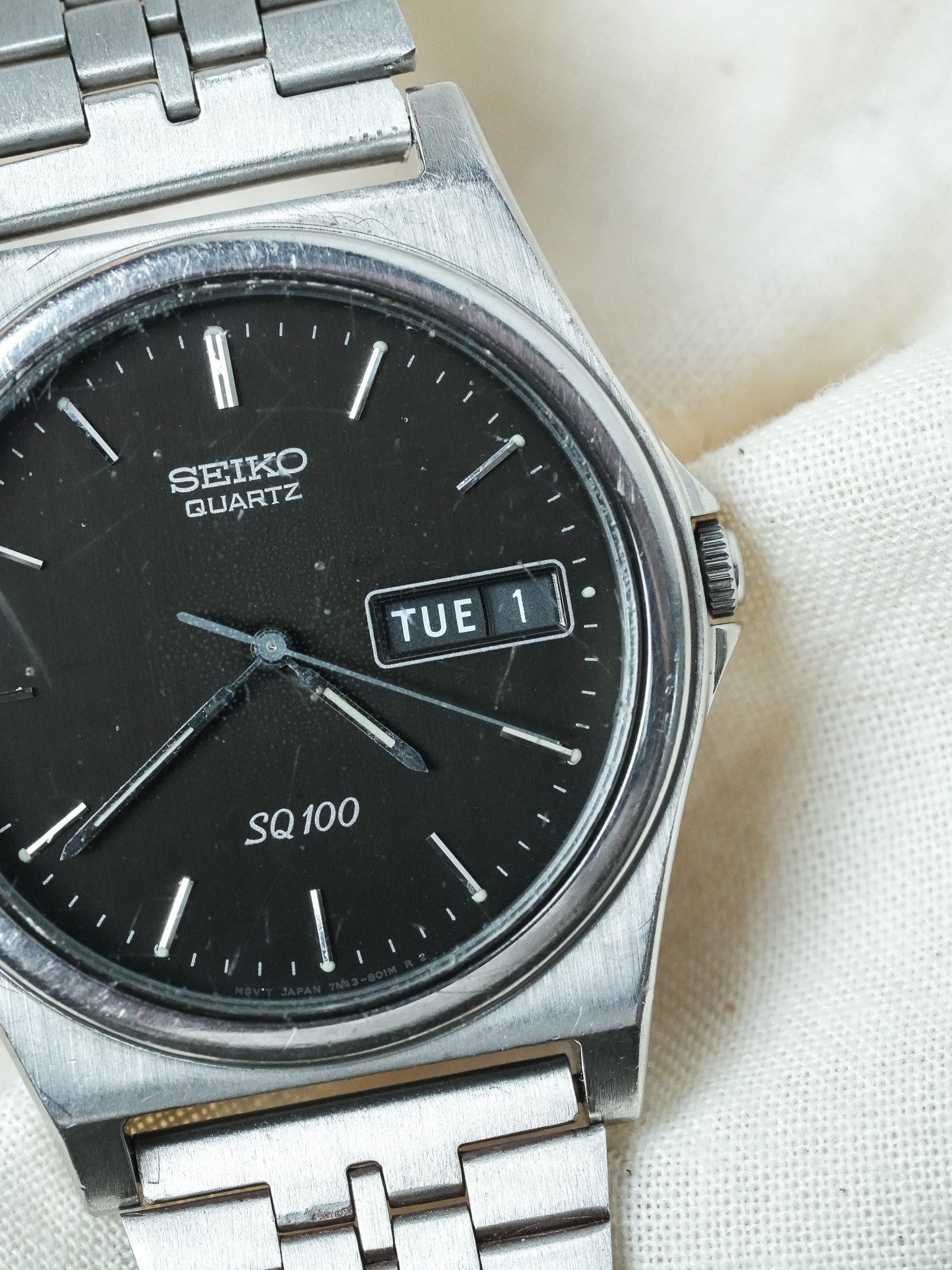 Seiko - SQ100 Daydate Noir Acier - 1994 - Atelier Victor - Vintage Shop