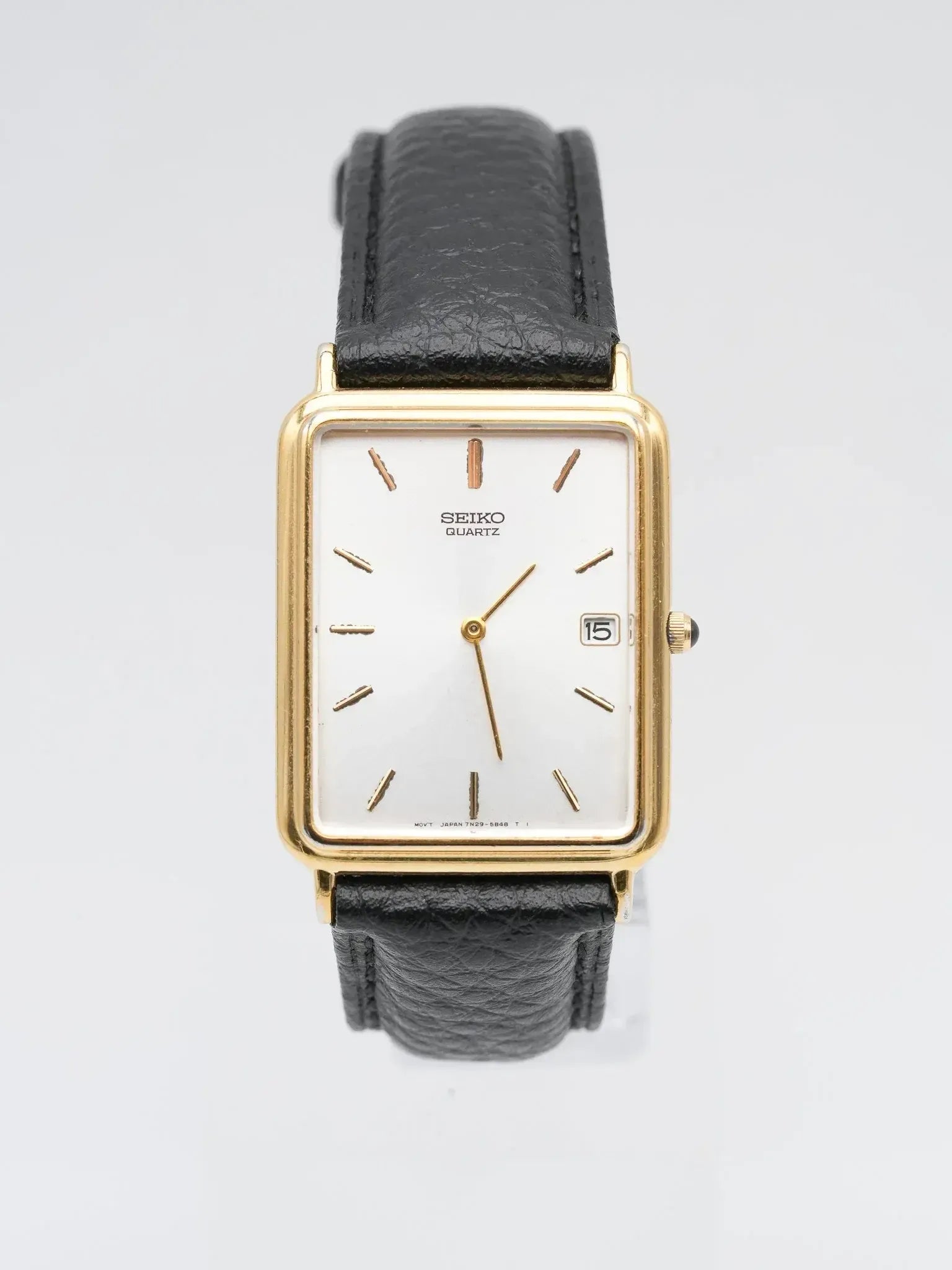 Seiko - Tank Allongée plaqué or date cabochon - 2002 - Atelier Victor