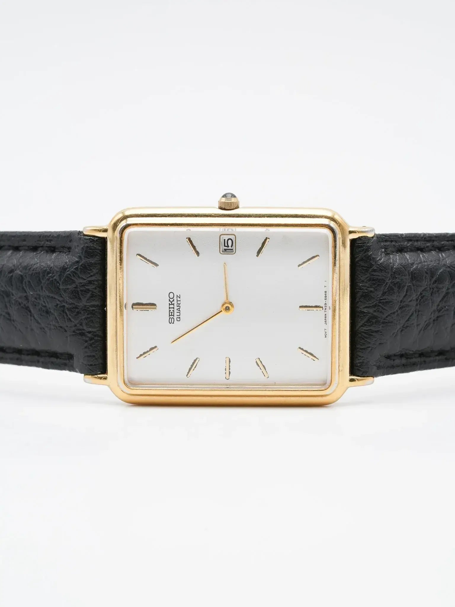 Seiko - Tank Allongée plaqué or date cabochon - 2002 - Atelier Victor