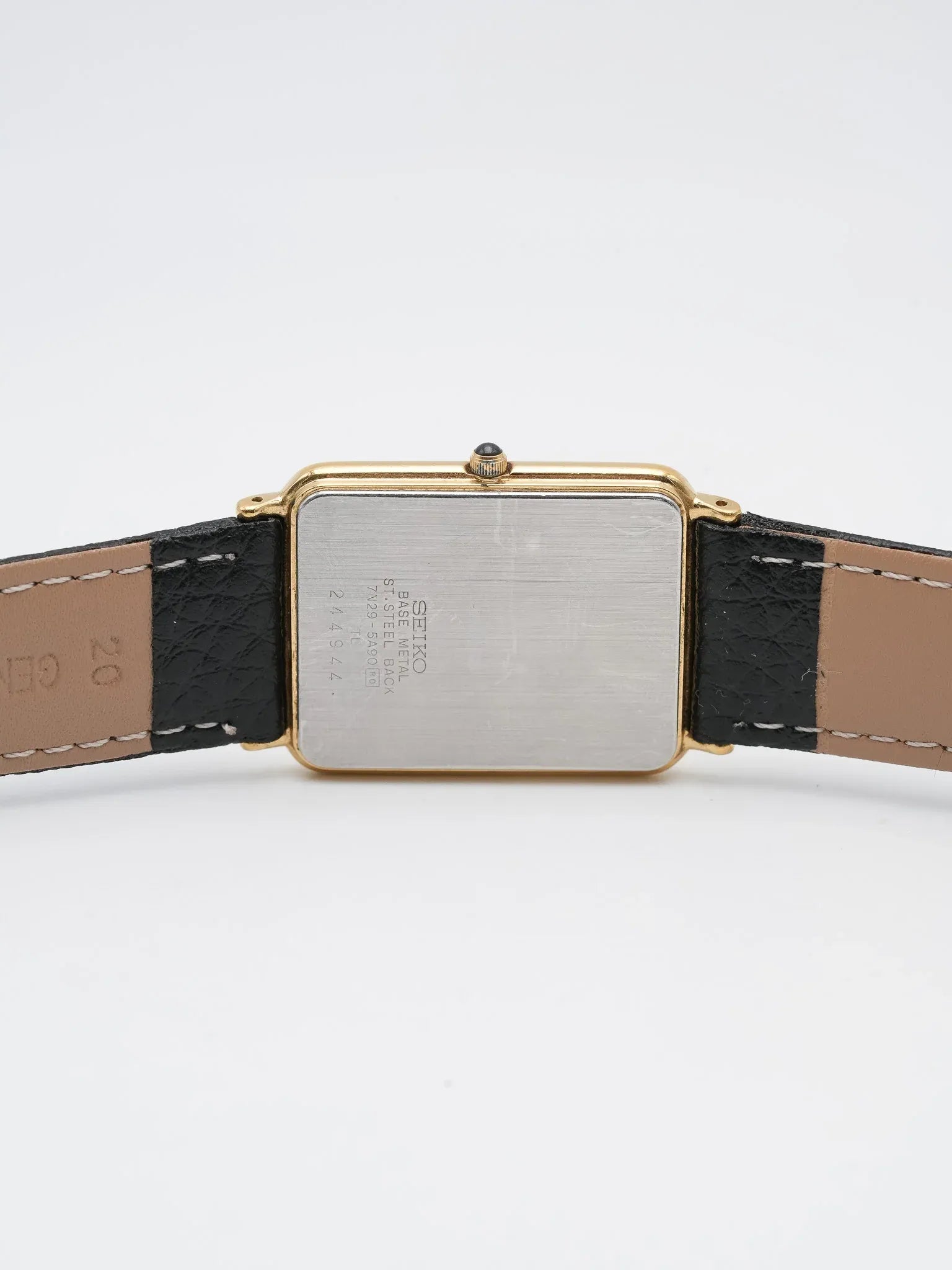 Seiko - Tank Allongée plaqué or date cabochon - 2002 - Atelier Victor - Vintage Shop