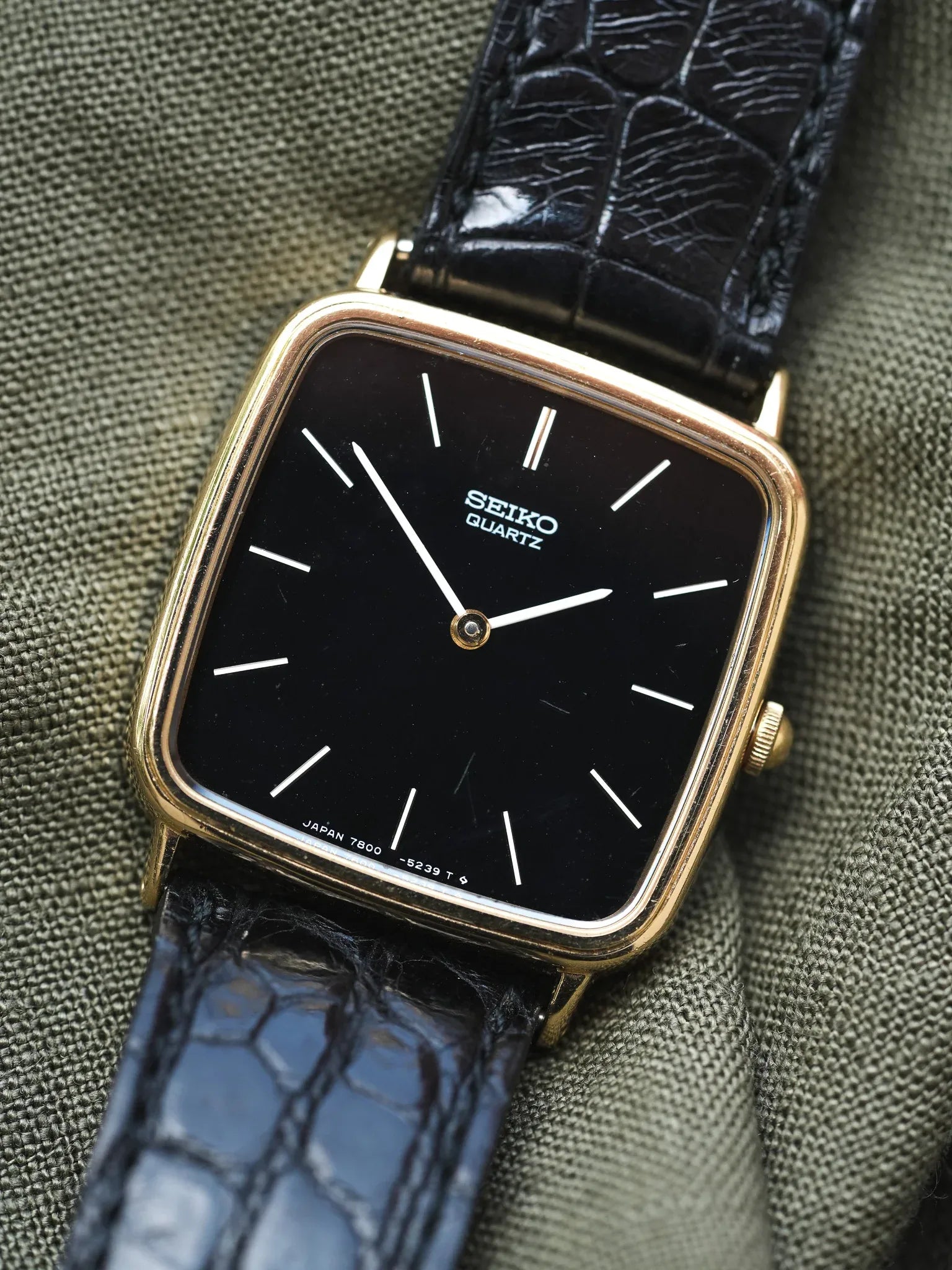 Seiko - Tank Carré Noir Index blanc - 1979 - Atelier Victor - Vintage Shop