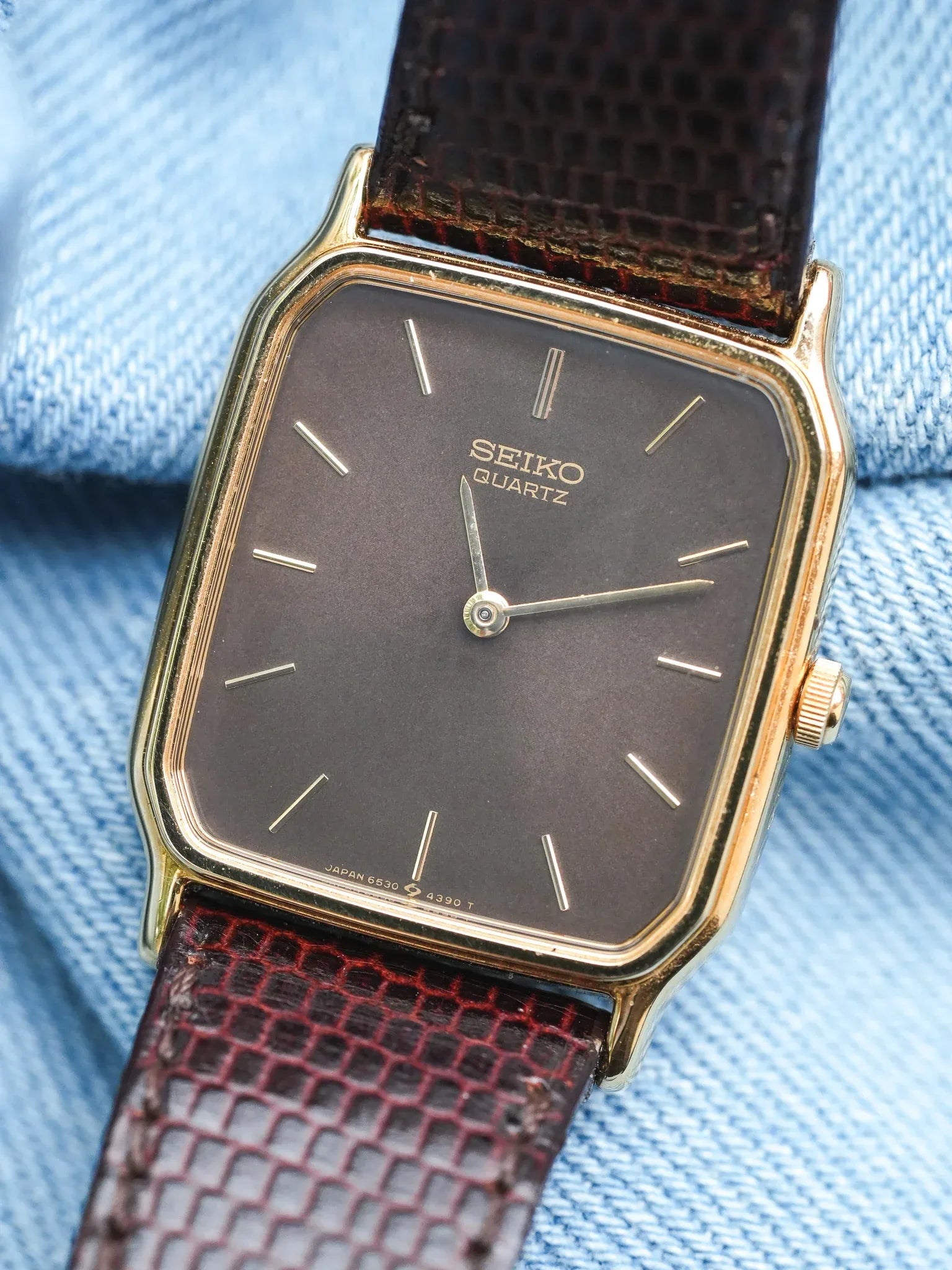 Seiko - Tank Chocolat Plaqué or - 1985 - Atelier Victor - Vintage Shop