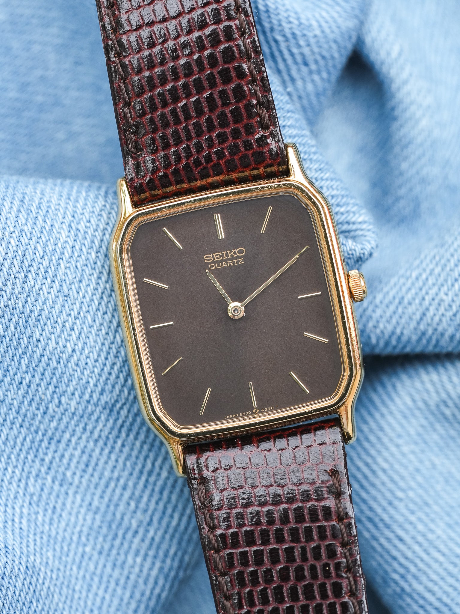 Seiko - Tank Chocolat Plaqué or - 1985 - Atelier Victor - Vintage Shop