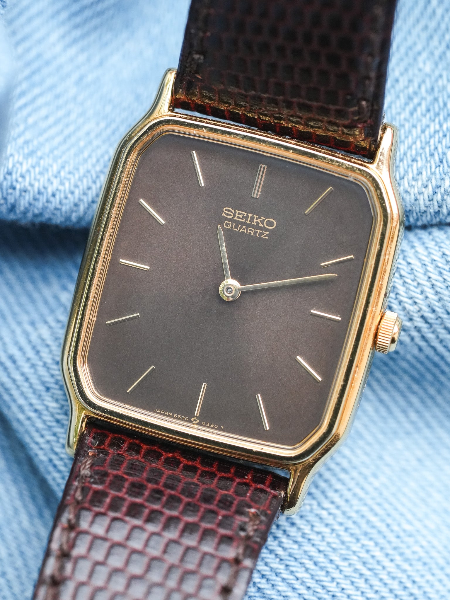 Seiko - Tank Chocolat Plaqué or - 1985 - Atelier Victor - Vintage Shop