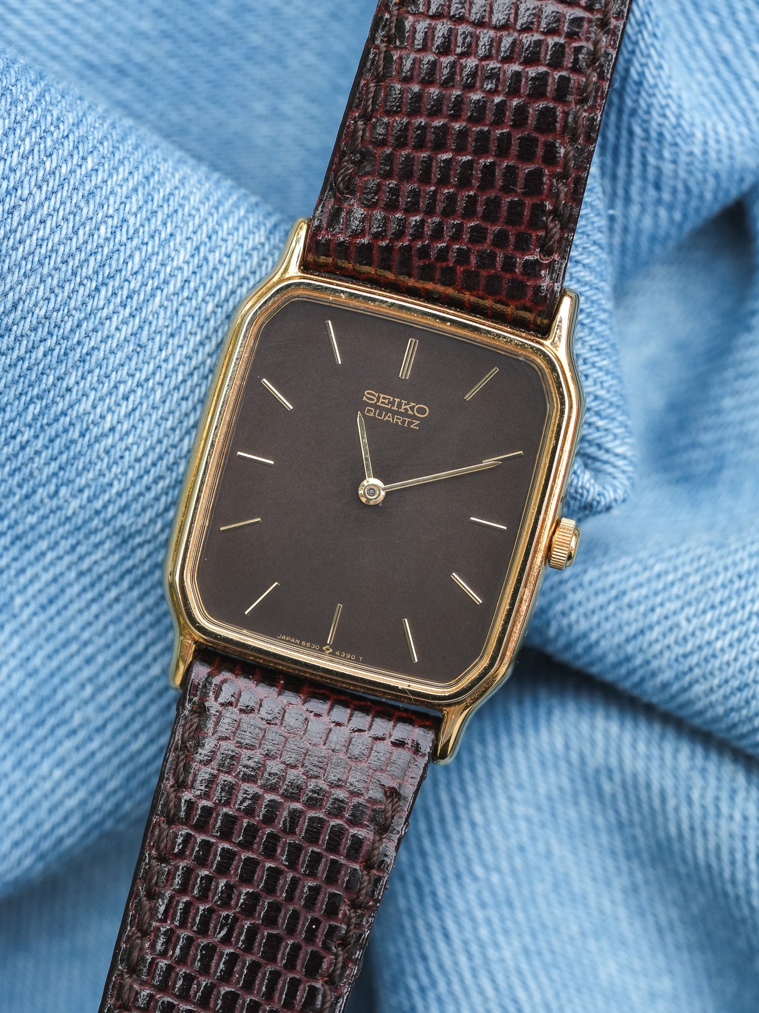 Seiko - Tank Chocolat Plaqué or - 1985 - Atelier Victor - Vintage Shop