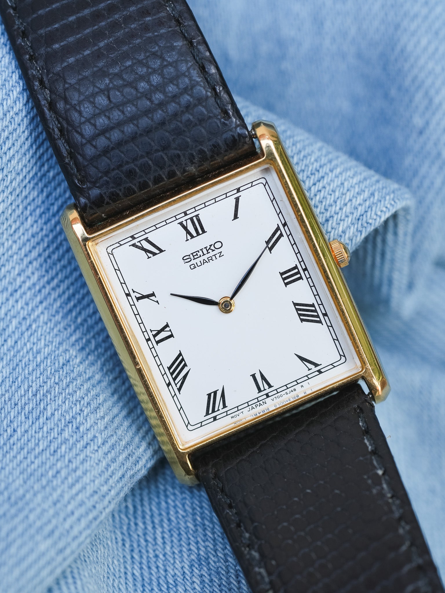 Seiko - Tank Or Cadran Blanc Romain - 1995 - Atelier Victor - Vintage Shop