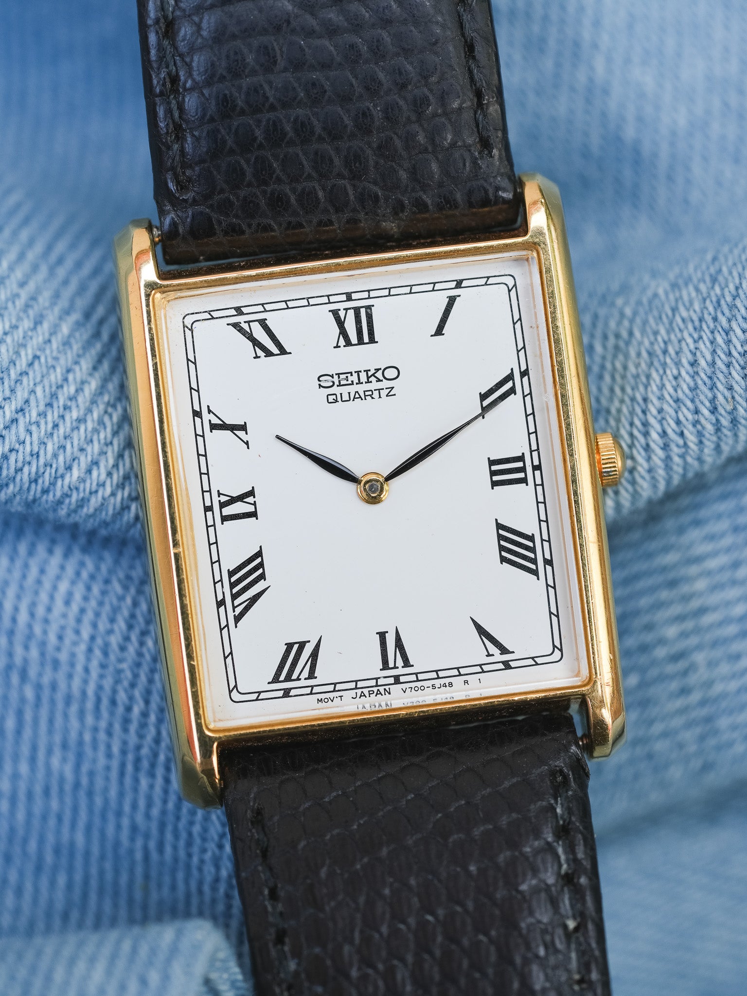 Seiko - Tank Or Cadran Blanc Romain - 1995 - Atelier Victor - Vintage Shop