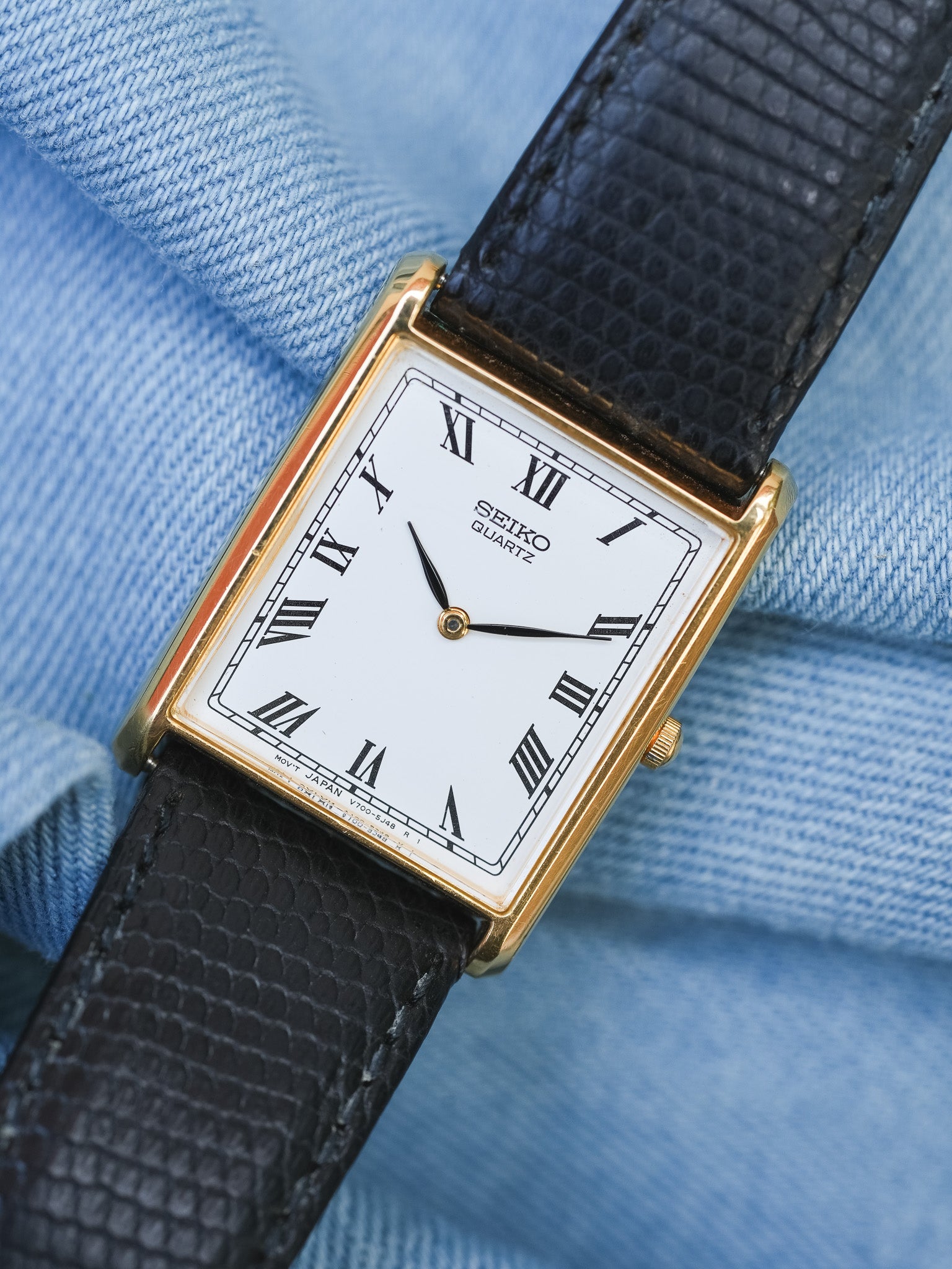 Seiko - Tank Or Cadran Blanc Romain - 1995 - Atelier Victor - Vintage Shop