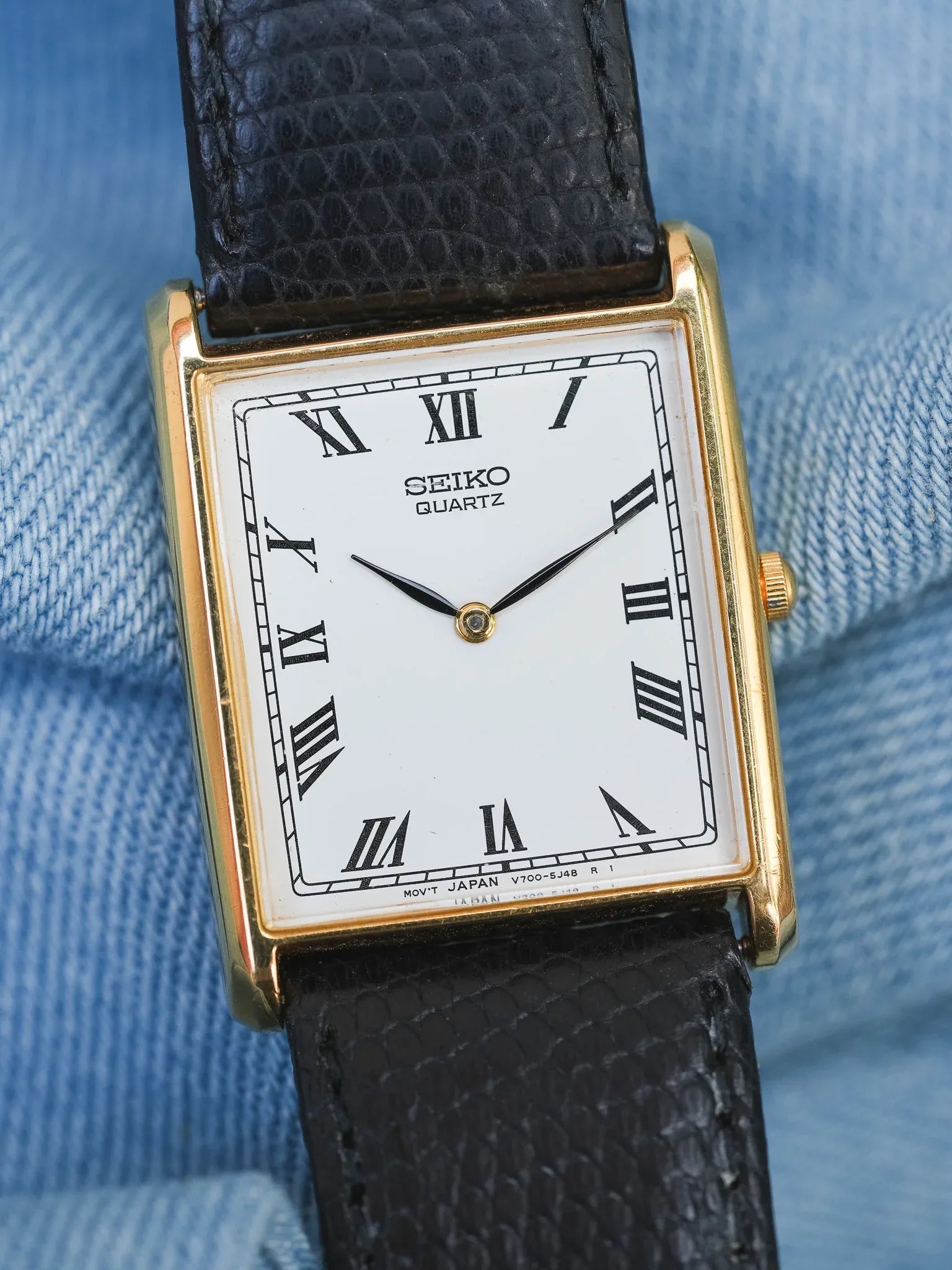 Seiko - Tank Or Cadran Blanc Romain - 1995 - Atelier Victor - Vintage Shop