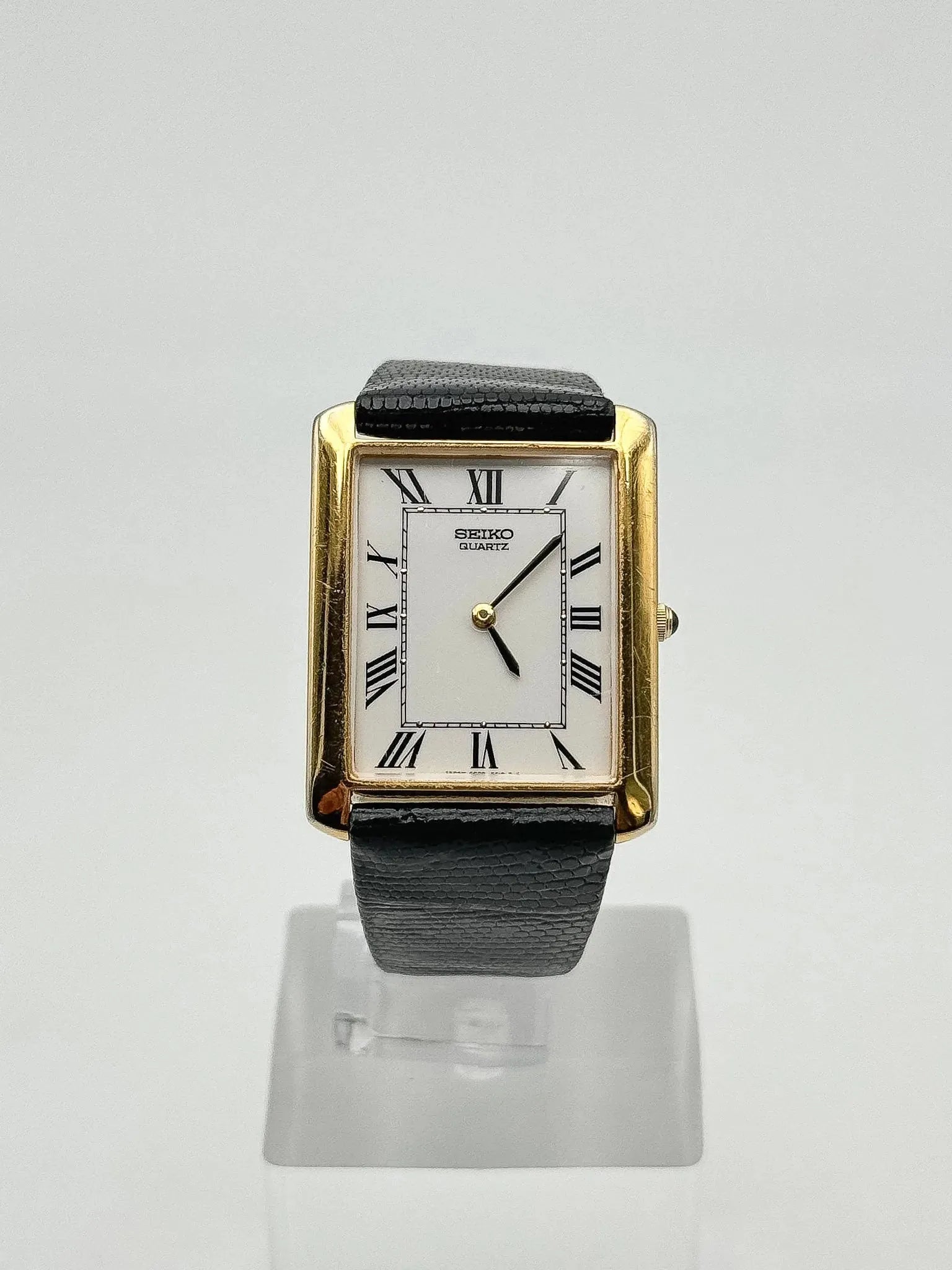 Seiko - Tank Plaqué Or Cadran blanc Cabochon - 1981 - Atelier Victor Paris - Vintage Watch Shop Dubai
