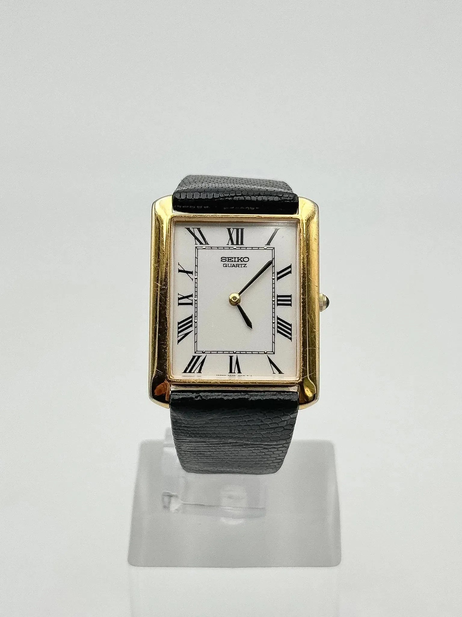 Seiko - Tank Plaqué Or Cadran blanc Cabochon - 1981 - Atelier Victor - Vintage Shop