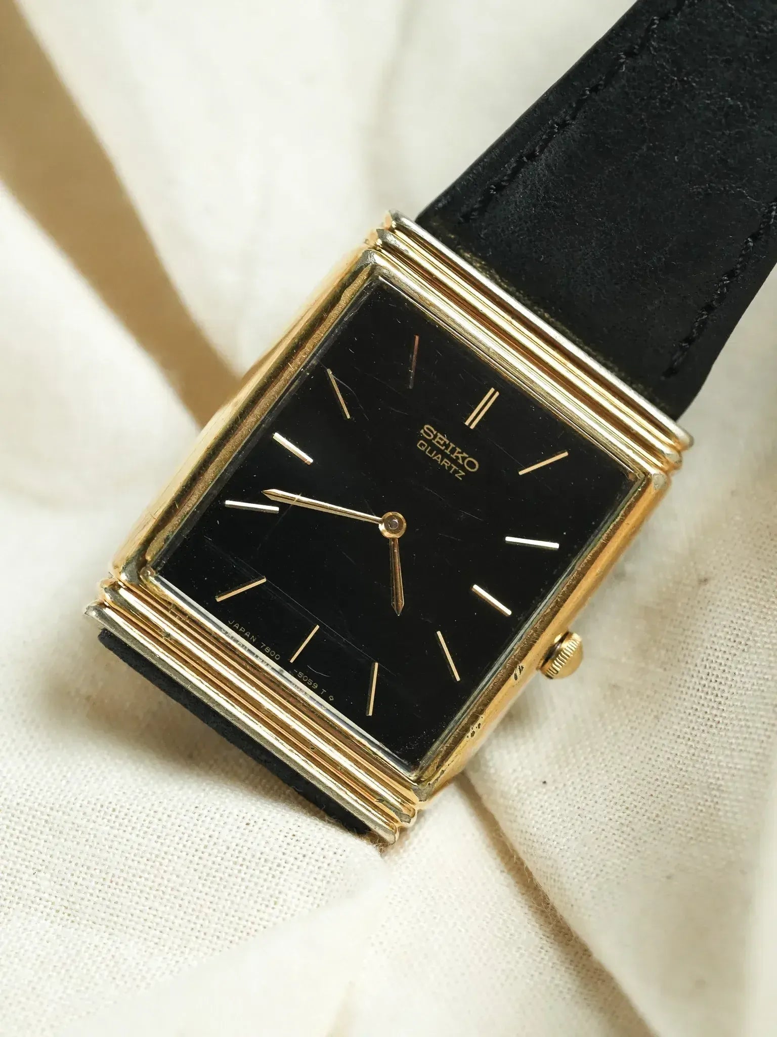Seiko - Tank Plaqué Or Noir - 1977 - Atelier Victor