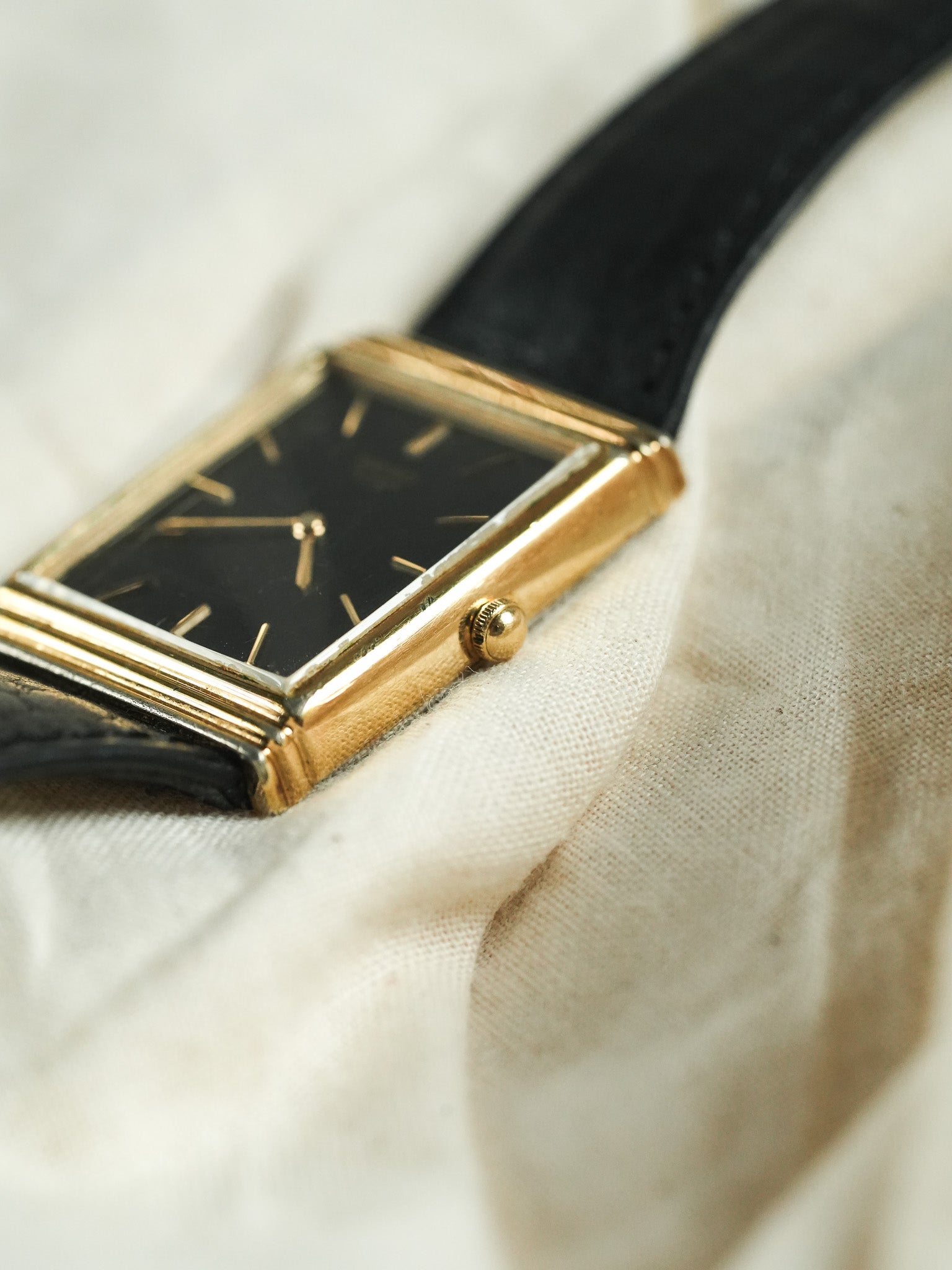 Seiko - Tank Plaqué Or Noir - 1977 - Atelier Victor - Vintage Shop