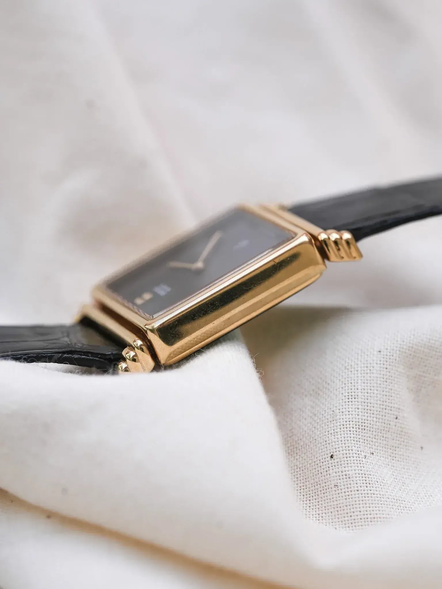 Seiko - Tank Plaqué or noir Clous de Paris - NOS & Boite - 1997 - Atelier Victor