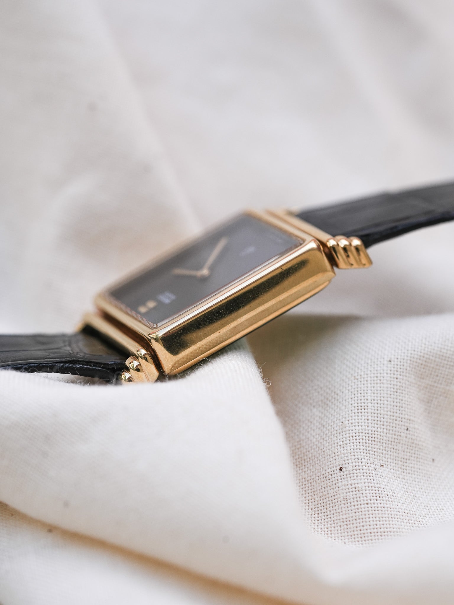 Seiko - Tank Plaqué or noir Clous de Paris - NOS & Boite - 1997 - Atelier Victor - Vintage Shop