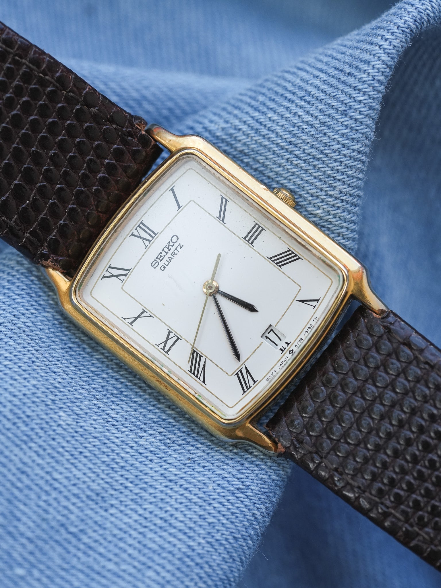 Seiko - Tank Romain Plaqué or Date 6H - 1989 - Atelier Victor - Vintage Shop