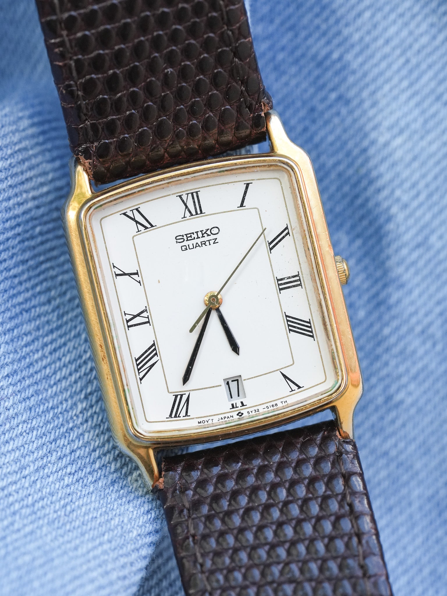 Seiko - Tank Romain Plaqué or Date 6H - 1989 - Atelier Victor - Vintage Shop