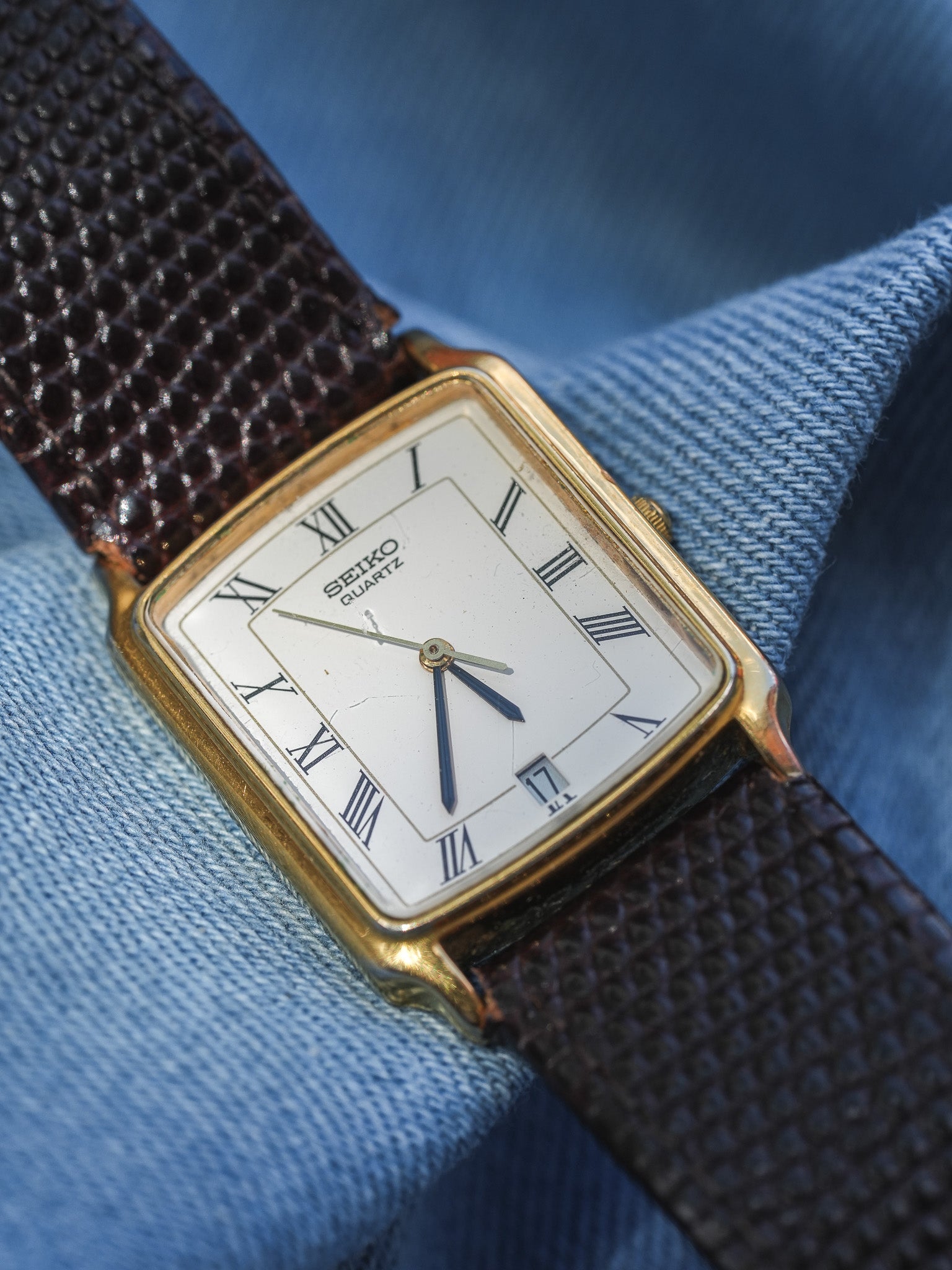 Seiko - Tank Romain Plaqué or Date 6H - 1989 - Atelier Victor - Vintage Shop