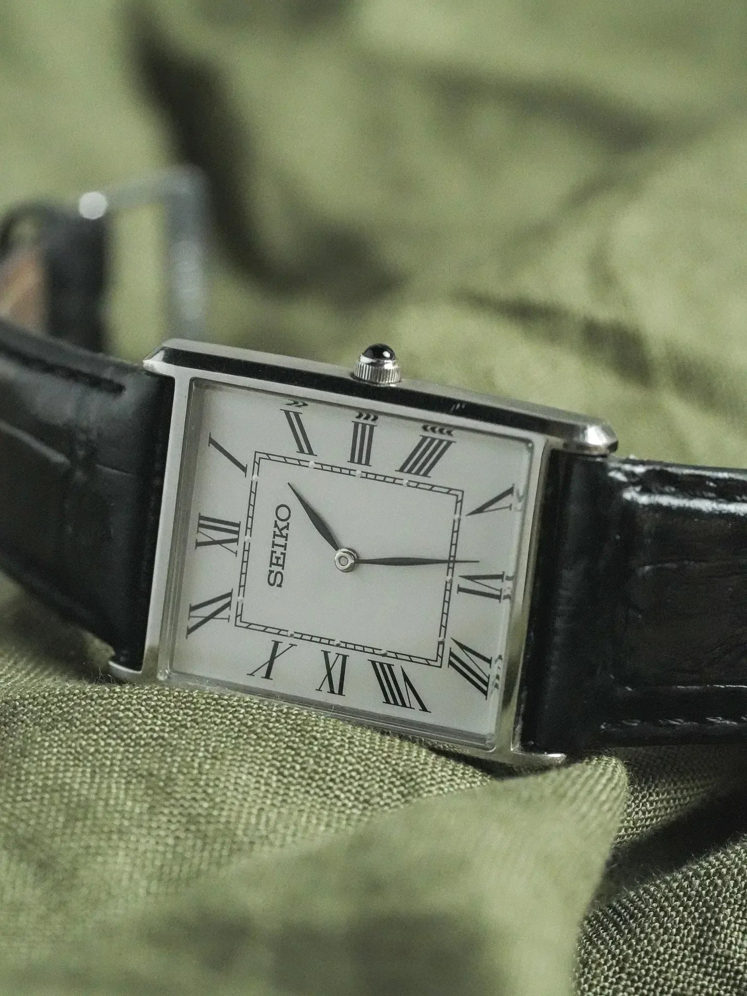 Seiko - Tank XL Acier Chiffres Romains Cabochon - 2002 - Atelier Victor