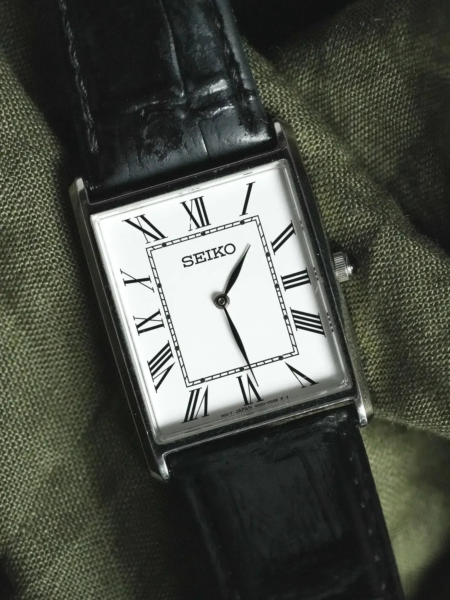 Seiko - Tank XL Acier Chiffres Romains Cabochon - 2002 - Atelier Victor