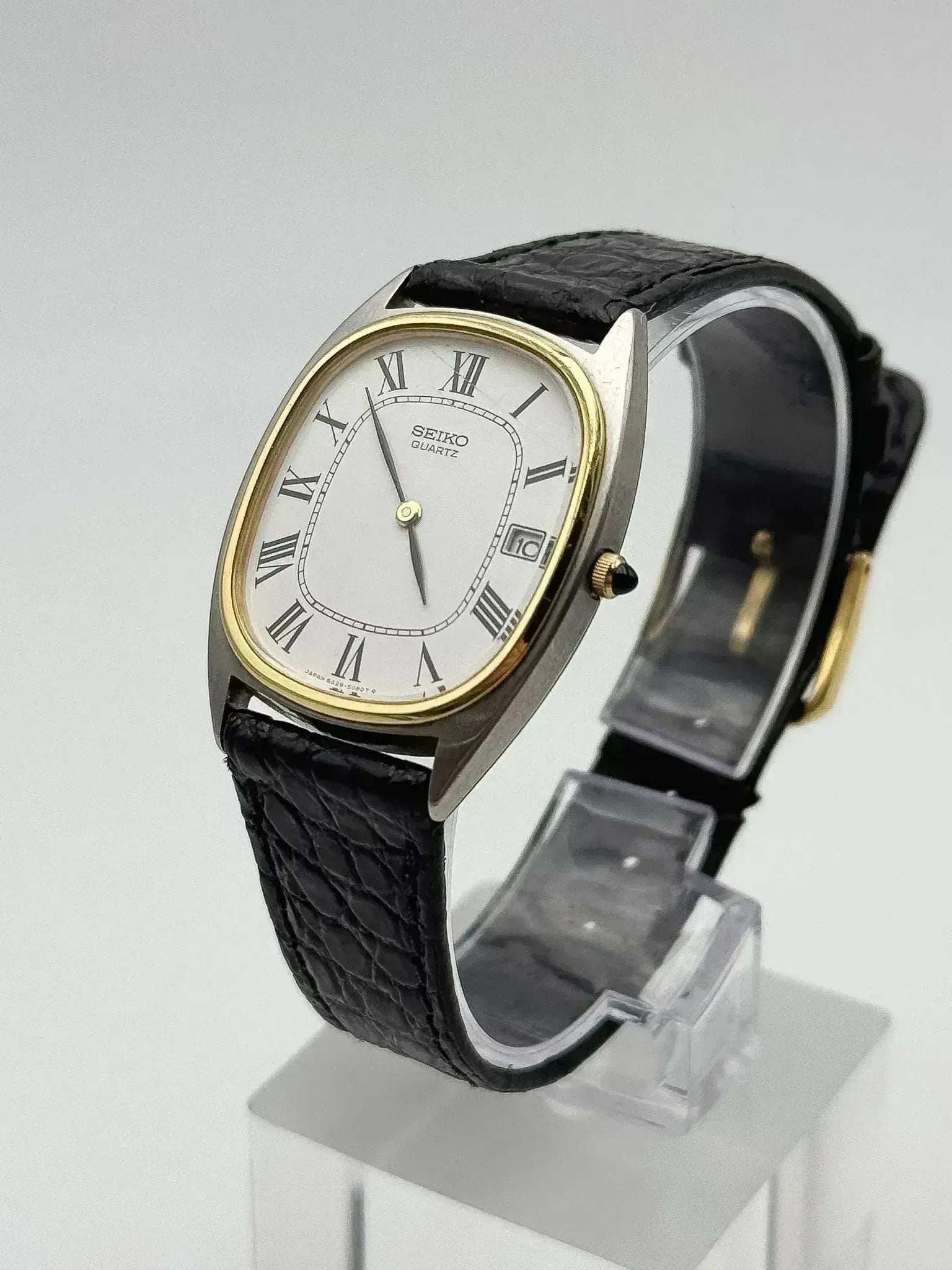 Seiko - Tonneau Acier Or Romain Cabochon - 1980s - Atelier Victor