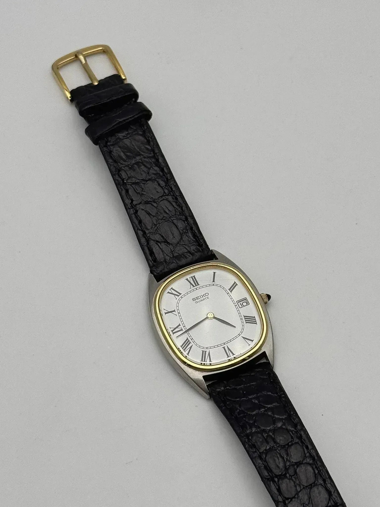 Seiko - Tonneau Acier Or Romain Cabochon - 1980s - Atelier Victor