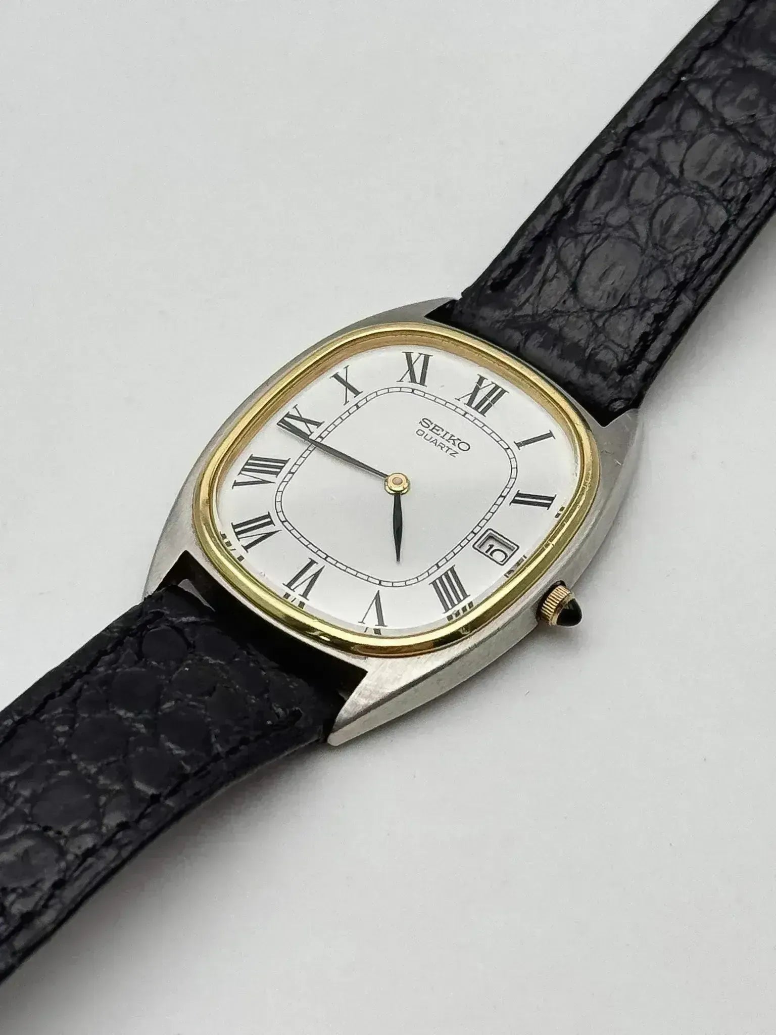 Seiko - Tonneau Acier Or Romain Cabochon - 1980s - Atelier Victor